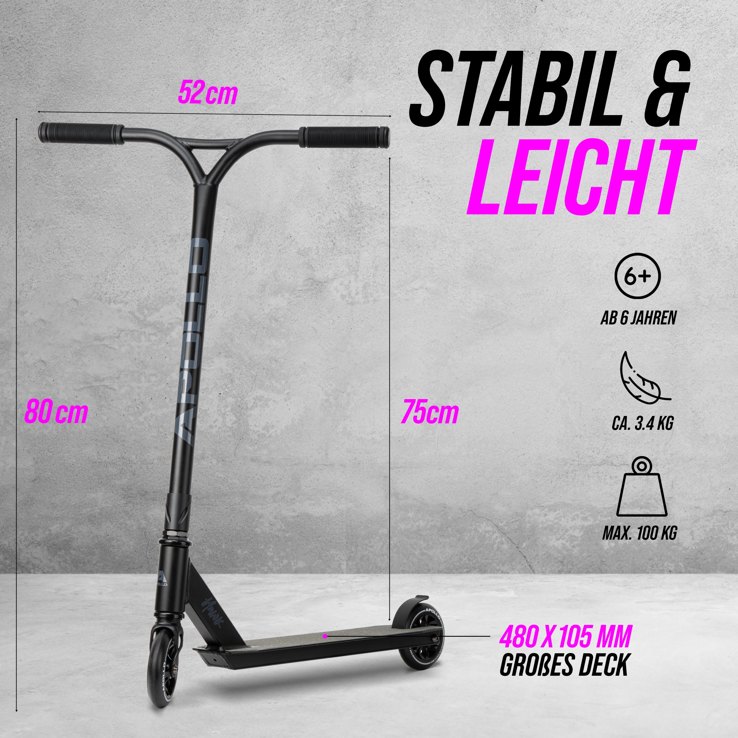 Apollo - Apollo Stunt Scooter "Hawk" - Schwarz