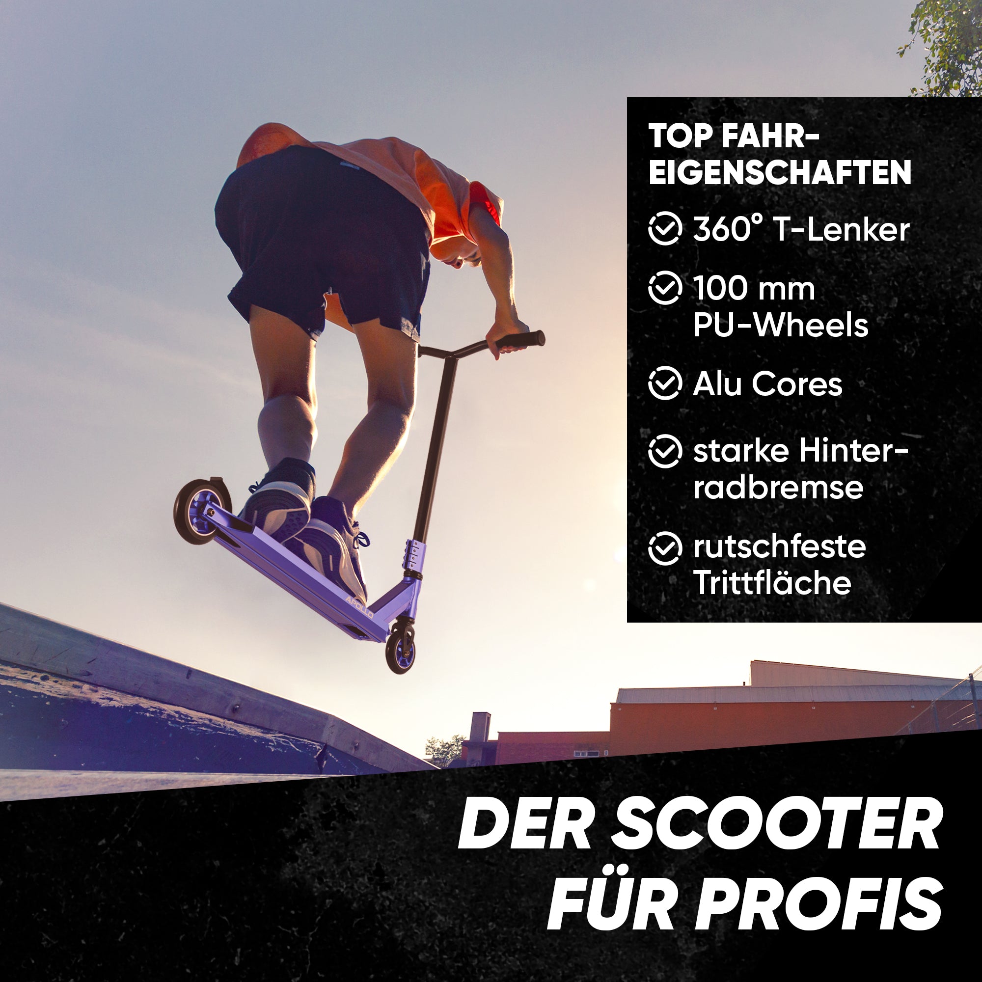 Apollo - Stunt Scooter - Star Pro - HighQuality eloxierter Profi Stunt Scooter - Blau
