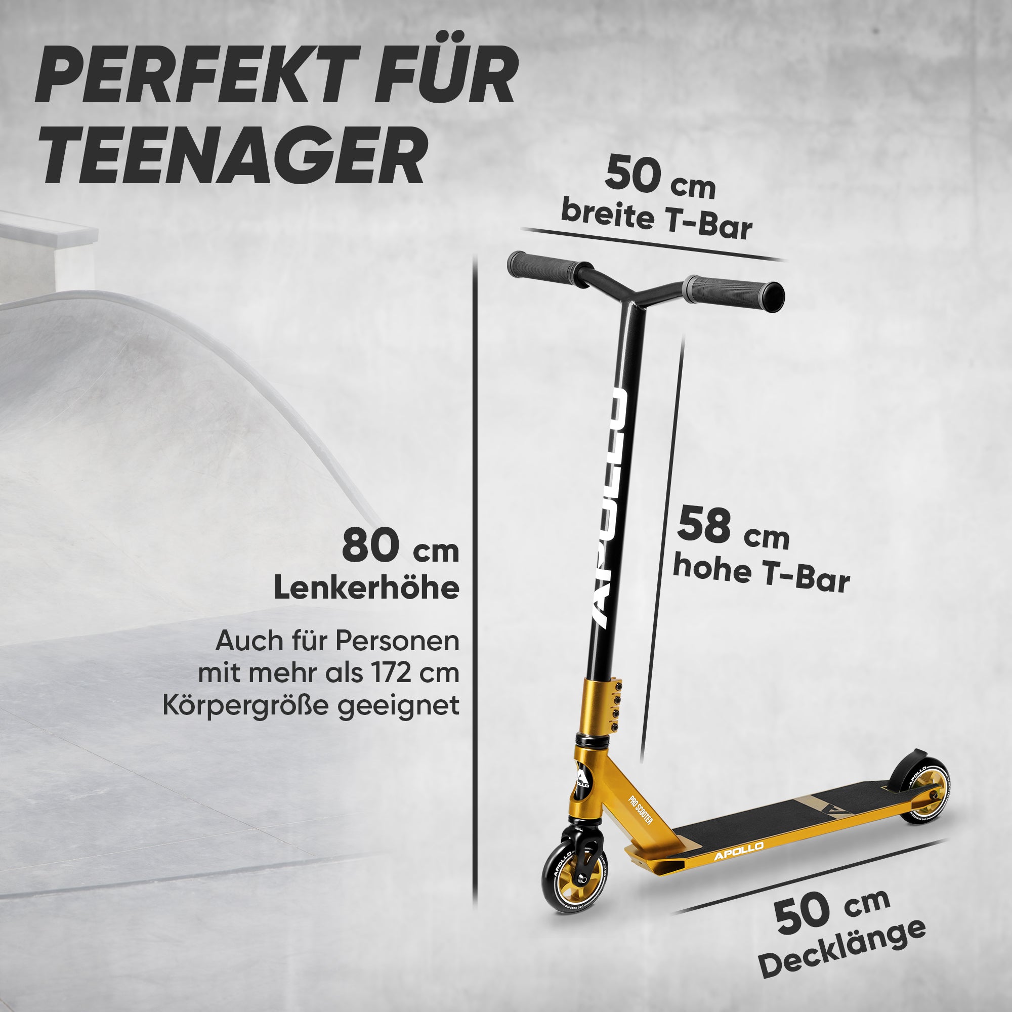 Apollo - Stunt Scooter - Star Pro - HighQuality eloxierter Profi Stunt Scooter - Gold