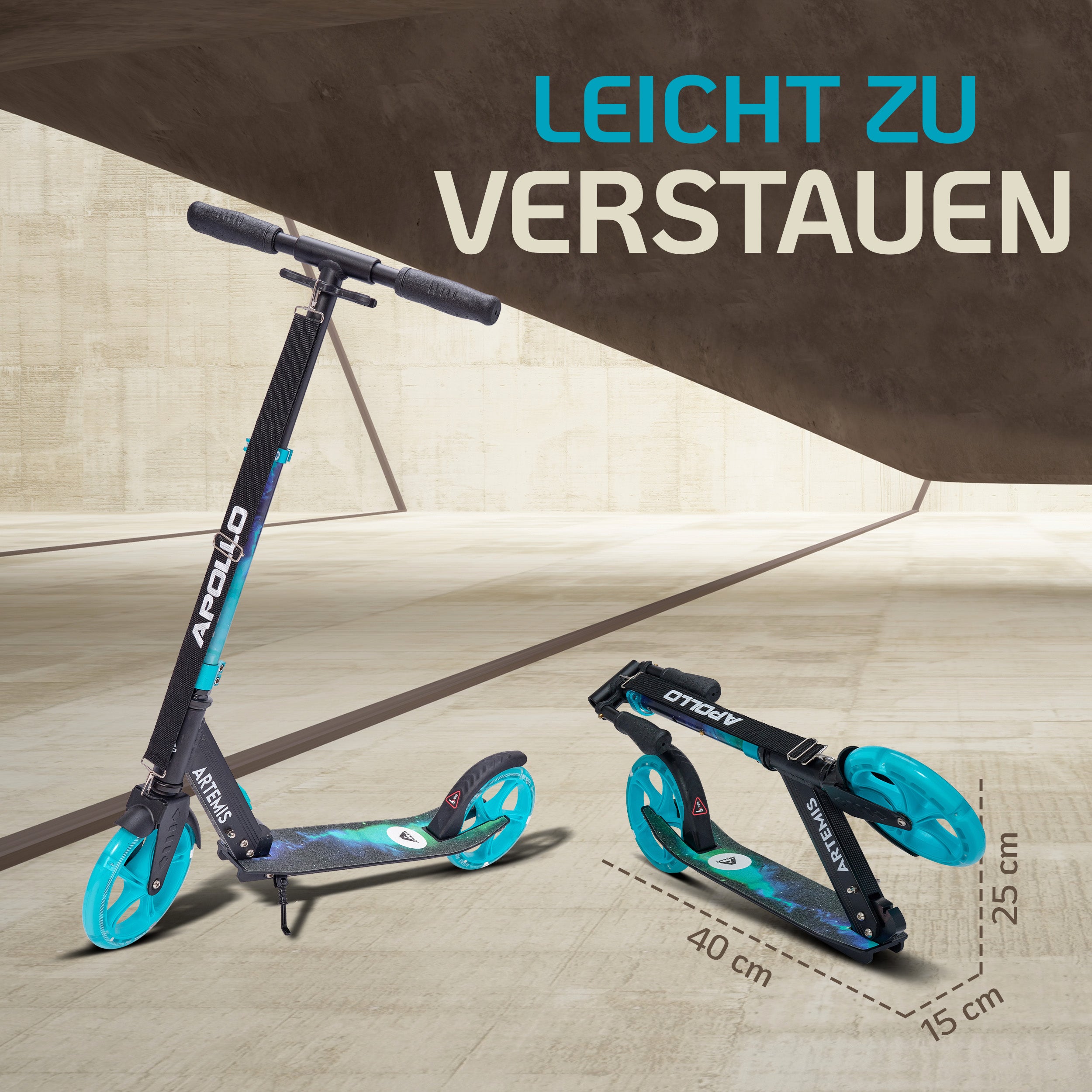 Apollo - Klappbarer City Roller "Artemis" höhenverstellbarer Tretroller für Kinder & Jugendliche - Galaxy