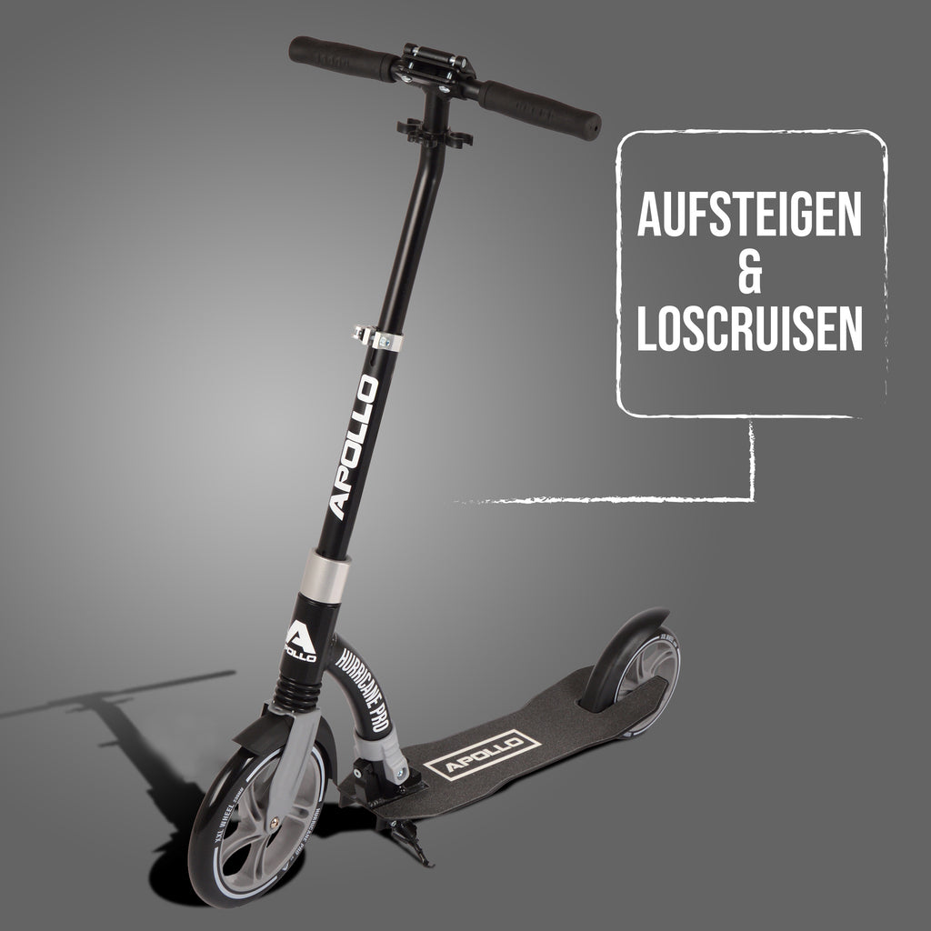 Apollo - Apollo Scooter - "Hurricane" City-Scooter mit Federung - Schwarz Silber