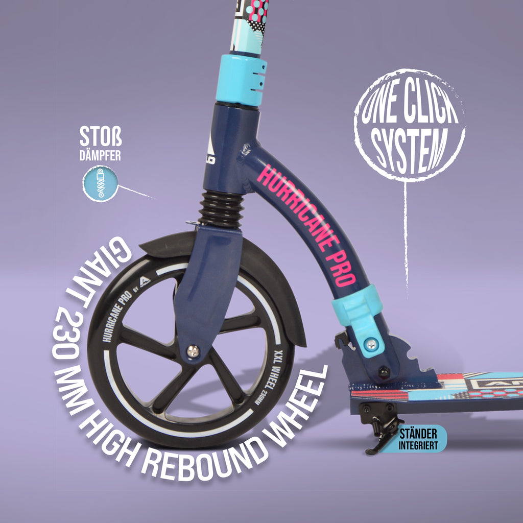 Apollo - Apollo Scooter - "Hurricane" City-Scooter mit Federung - Blau Bunt