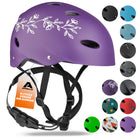 Apollo - Skatehelm, Multi Sport Helm Herren, Damen, Kinder, Kinderfahrradhelm verstellbar - Purple Flower