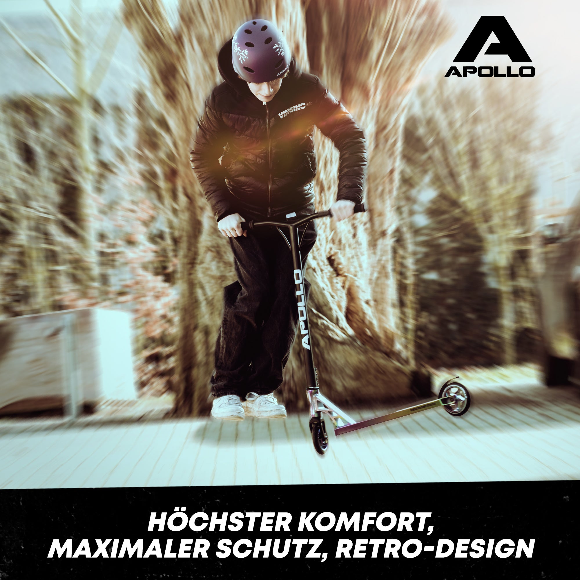 Apollo - Skatehelm, Multi Sport Helm Herren, Damen, Kinder, Kinderfahrradhelm verstellbar - Purple Flower