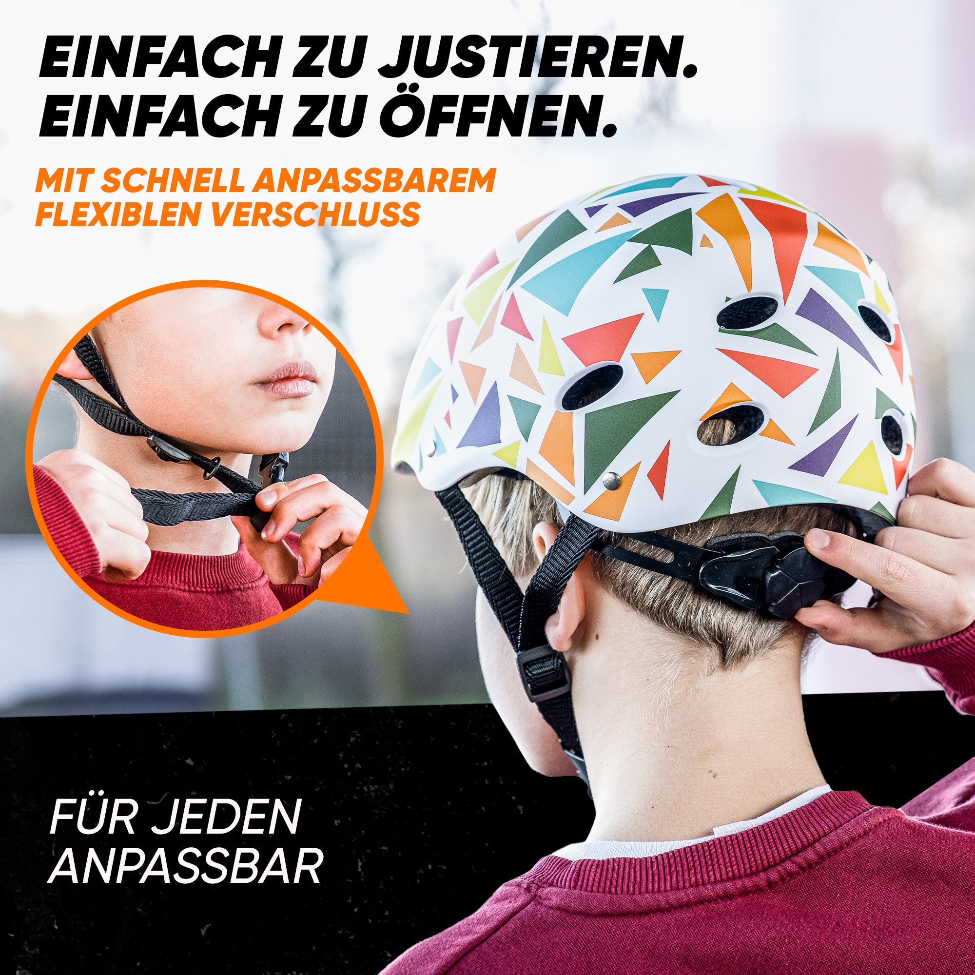 Apollo - Skatehelm, Multi Sport Helm Herren, Damen, Kinder, Kinderfahrradhelm verstellbar - Triangle