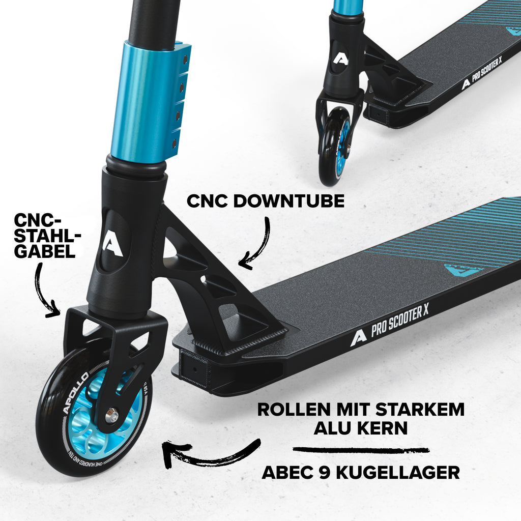 Apollo - High End Stunt Scooter - Genesis Stuntscooter mit ABEC 9 Kugellagern - Schwarz Mint