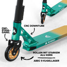 Apollo - High End Stunt Scooter - Genesis Pro X Stuntscooter mit ABEC 9 Kugellagern - Türkis Gold