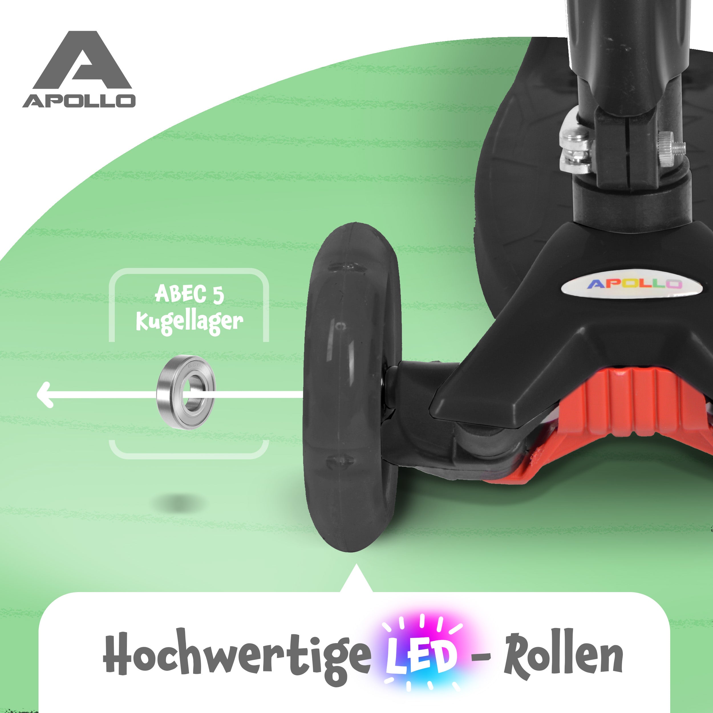 Apollo - Apollo Kinderroller Kids Whiz LED - in verschiedenen Farben - Schwarz