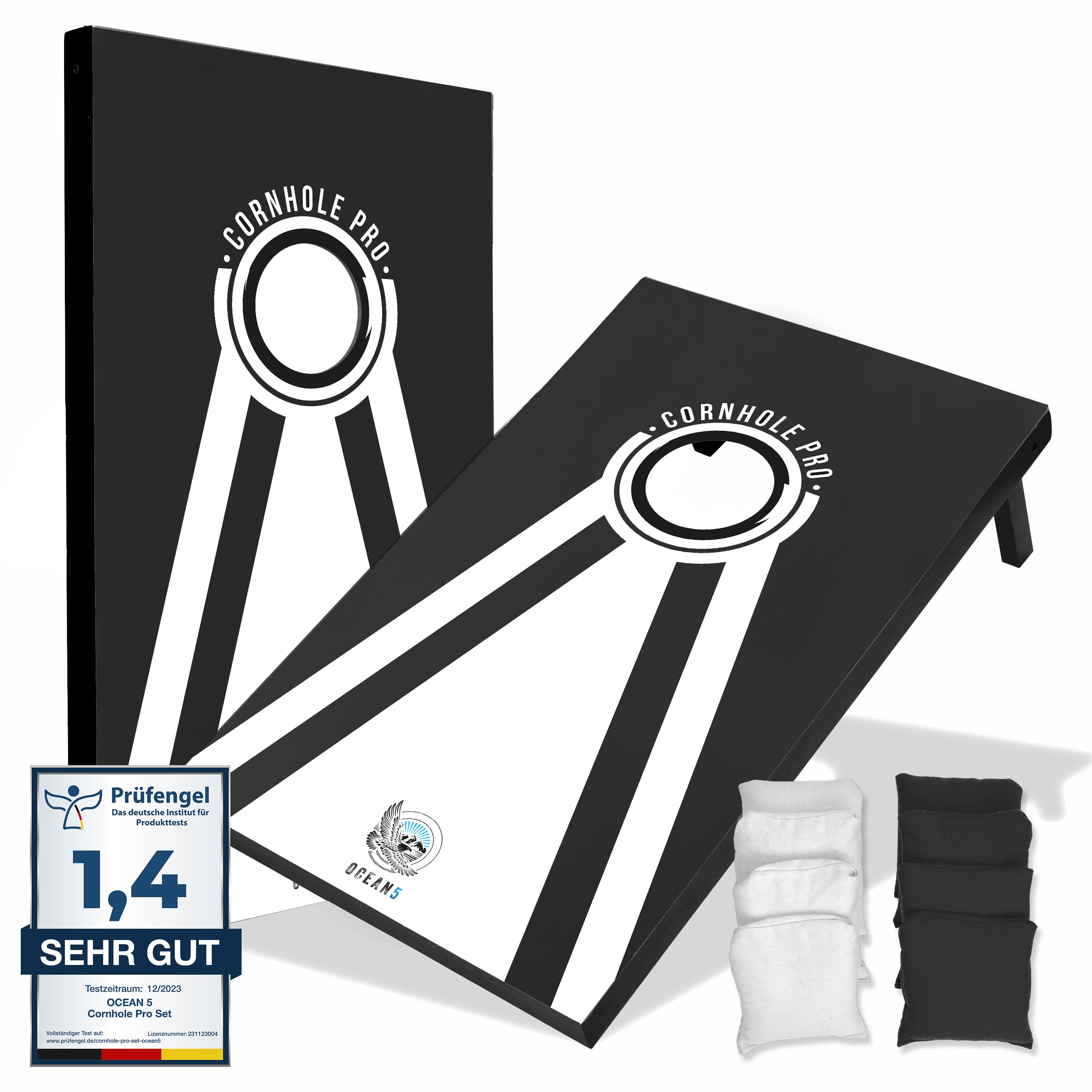 Ocean 5 - Cornhole Pro - großes Sacklochspiel, Outdoorspiel, Wurfspiel - Schwarz