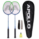Apollo - Badminton Set Match Pro 800 - inkl. Tasche, 2x Schläger, Bälle - Blau Grün