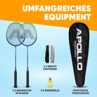 Apollo - Badminton Set Match Pro 800 - inkl. Tasche, 2x Schläger, Bälle - Blau Grün