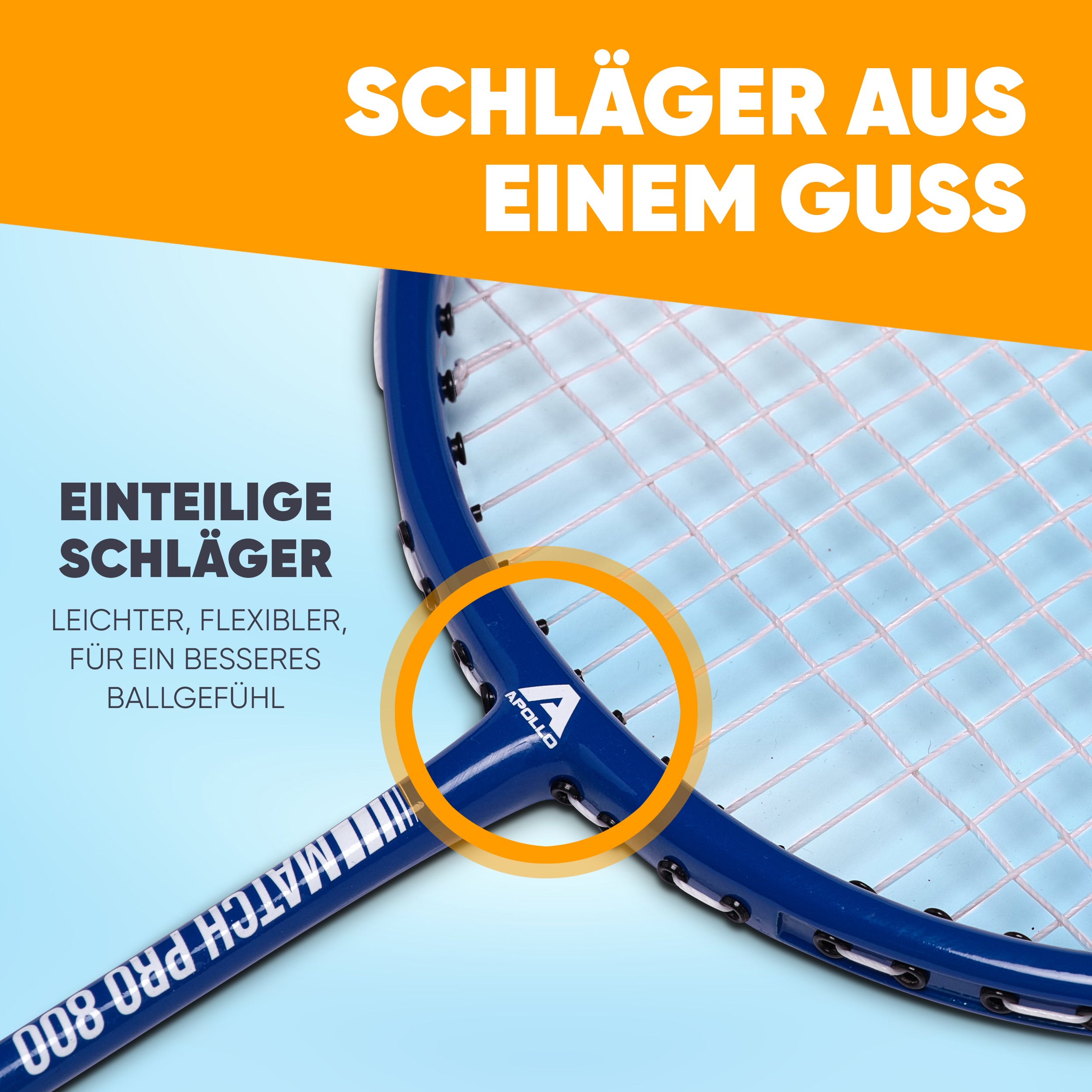 Apollo - Badminton Set Match Pro 800 - inkl. Tasche, 2x Schläger, Bälle - Blau Grün