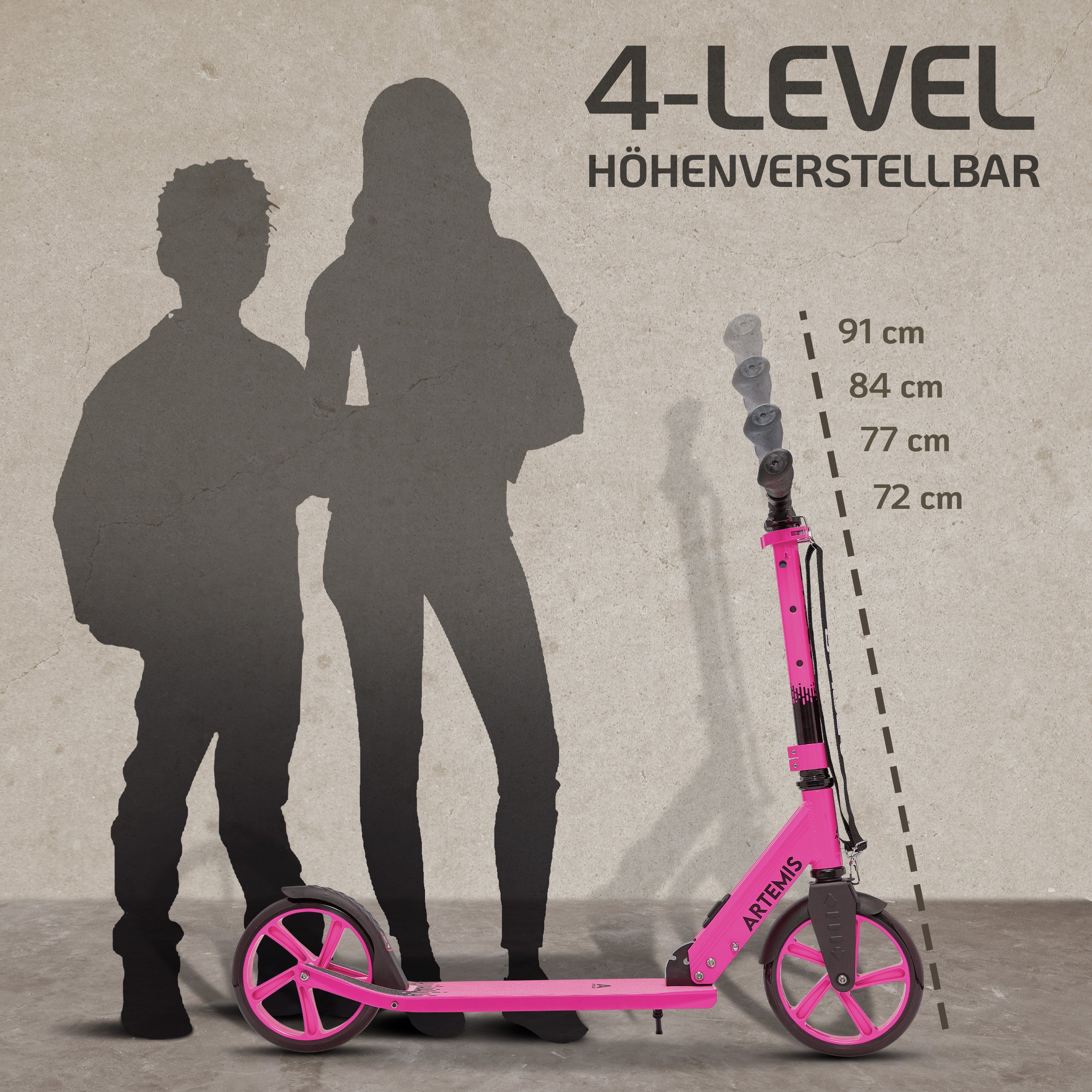 Apollo - Klappbarer City Roller "Artemis" höhenverstellbarer Tretroller für Kinder & Jugendliche - Pink
