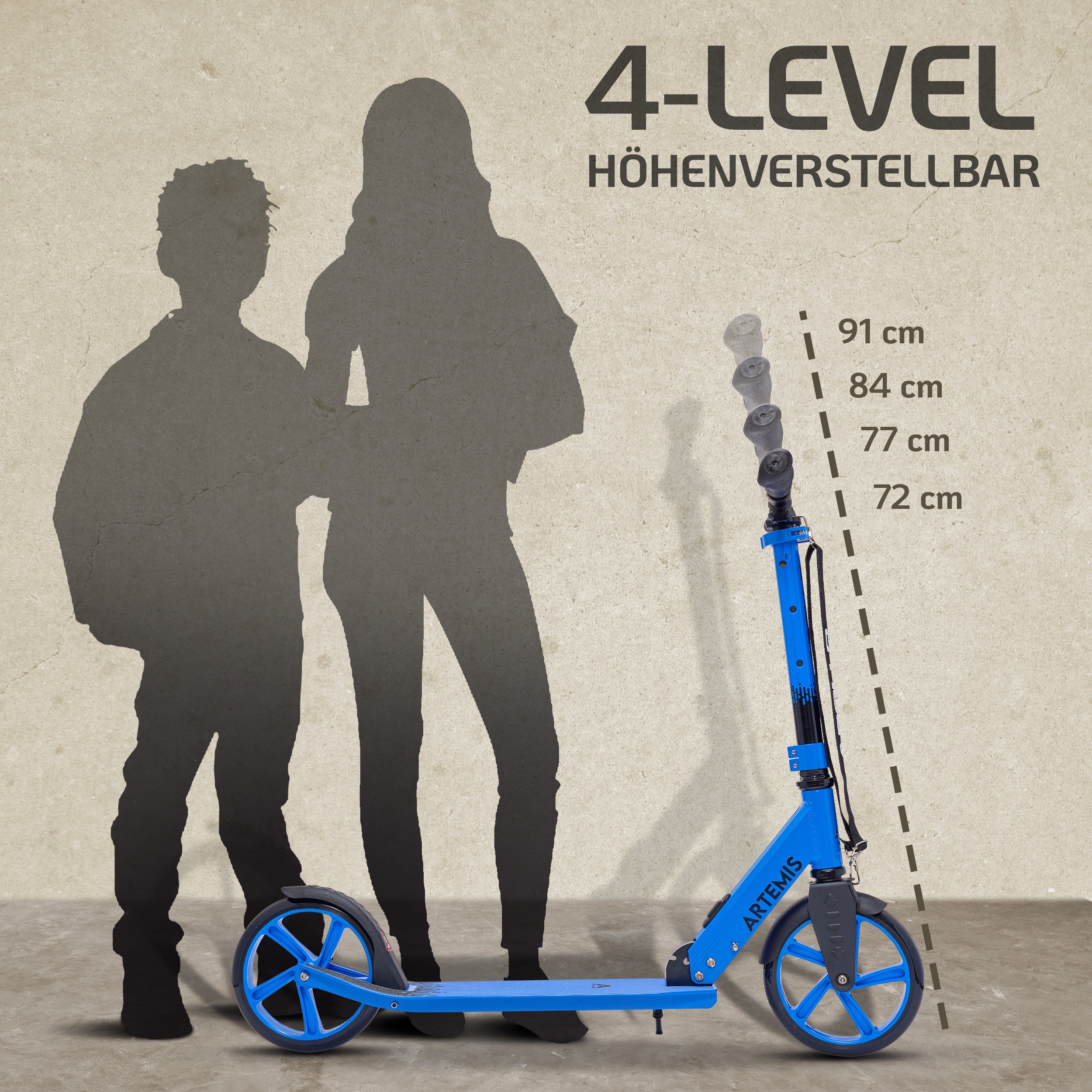 Apollo - Klappbarer City Roller "Artemis" höhenverstellbarer Tretroller für Kinder & Jugendliche - Blau