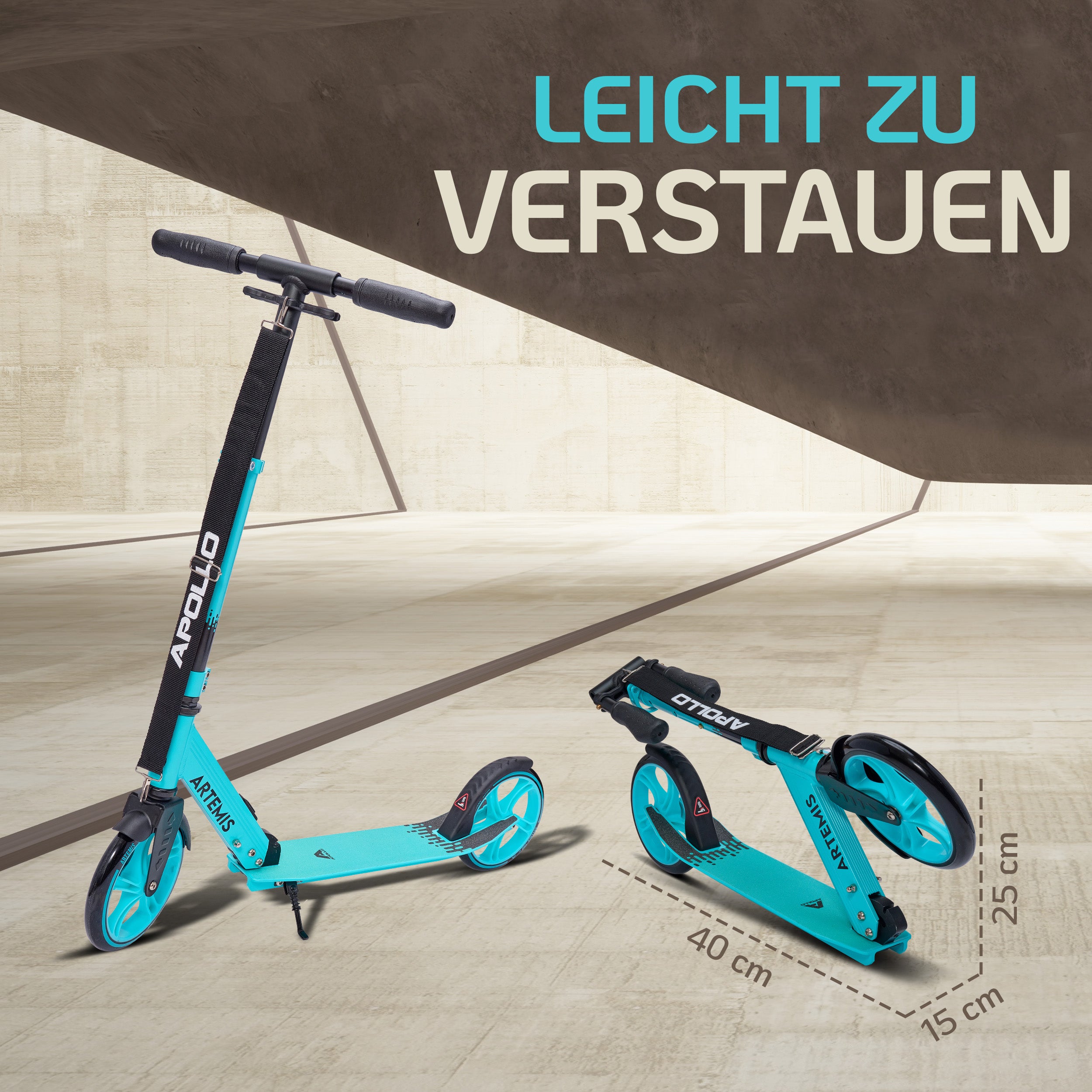 Apollo - Klappbarer City Roller "Artemis" höhenverstellbarer Tretroller für Kinder & Jugendliche - Mint