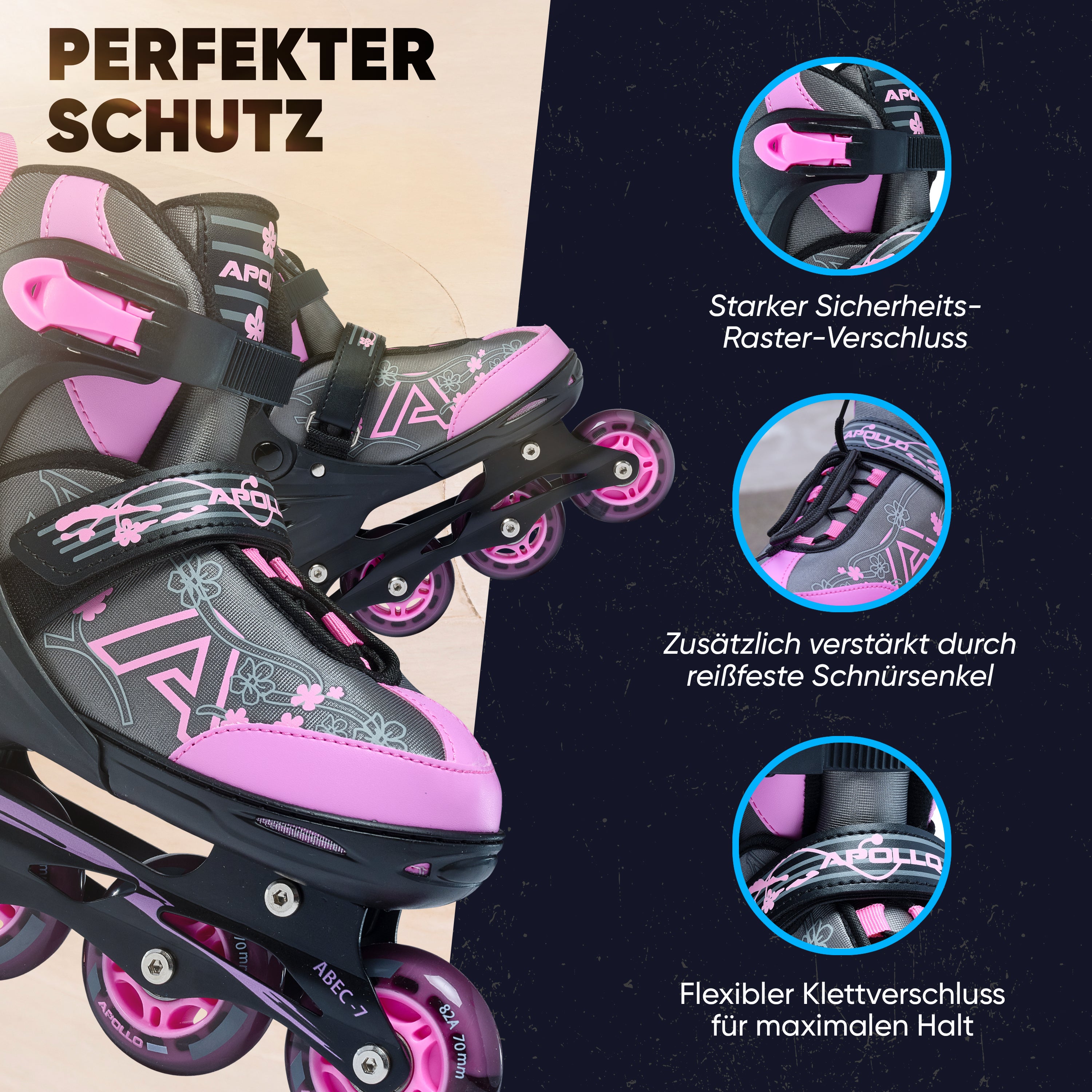 Apollo Funsport - Champion Adjustable Inline Skate (Pink) - L (39-42)