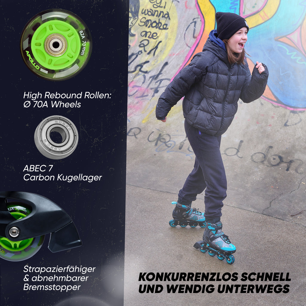 Apollo Funsport - Champion Adjustable Inline Skate (Grün) - S (31-34)