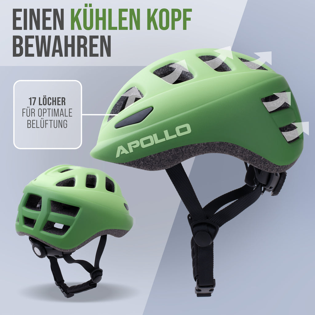 Apollo - Apollo Kinder Fahrradhelm, Helm für Kinder & Jugendliche, Multisport Helm - Green Fade