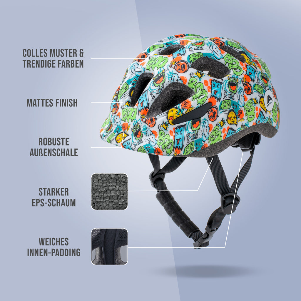 Apollo - Apollo Kinder Fahrradhelm, Helm für Kinder & Jugendliche, Multisport Helm - Monsta Mania