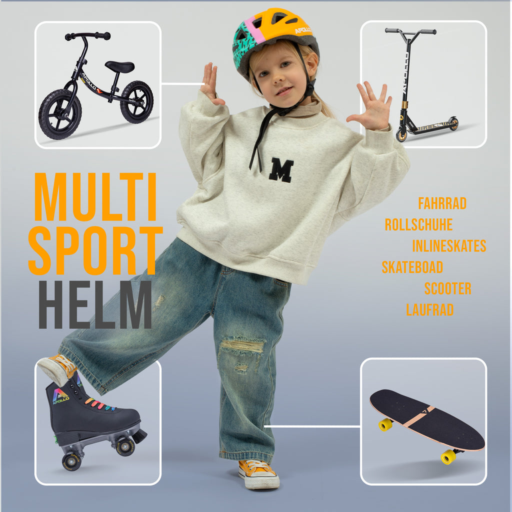 Apollo - Apollo Kinder Fahrradhelm, Helm für Kinder & Jugendliche, Multisport Helm - 90s Revival