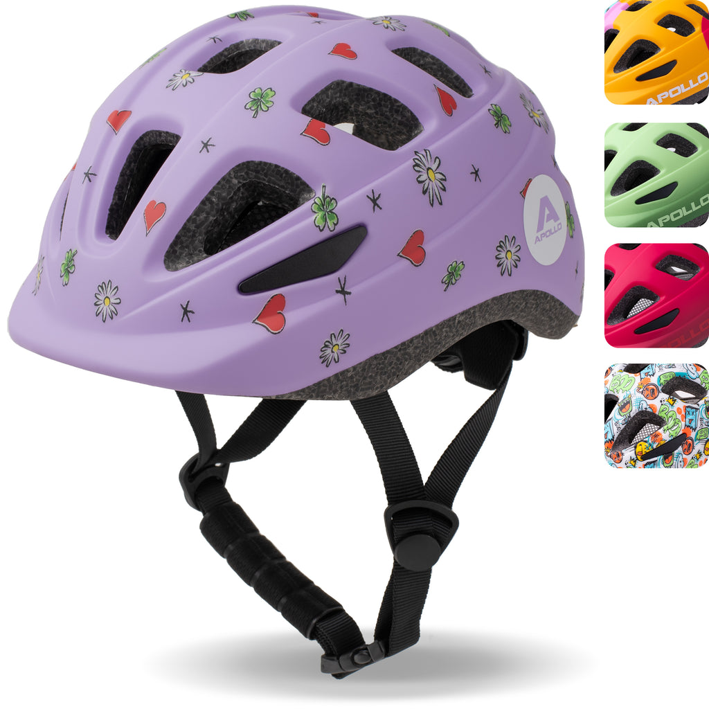 Apollo - Apollo Kinder Fahrradhelm, Helm für Kinder & Jugendliche, Multisport Helm - Flower Love