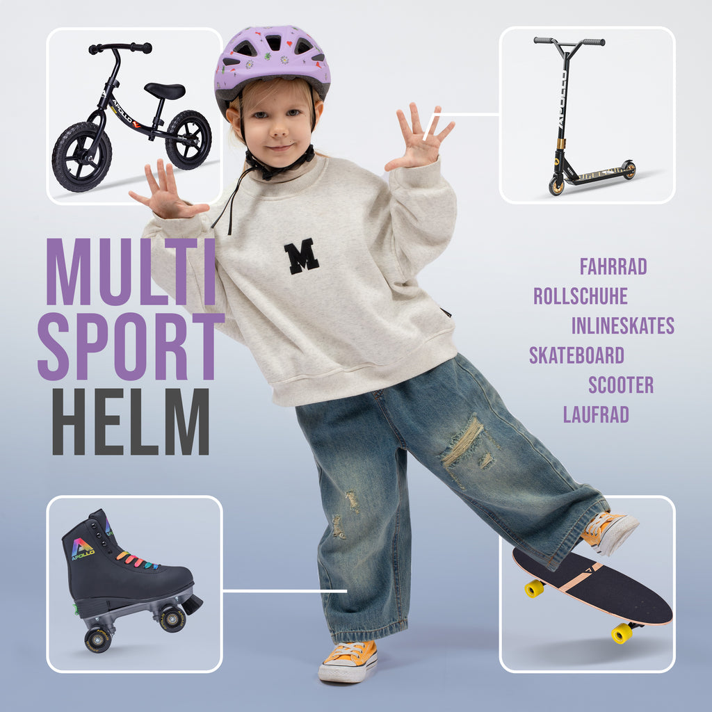 Apollo - Apollo Kinder Fahrradhelm, Helm für Kinder & Jugendliche, Multisport Helm - Flower Love