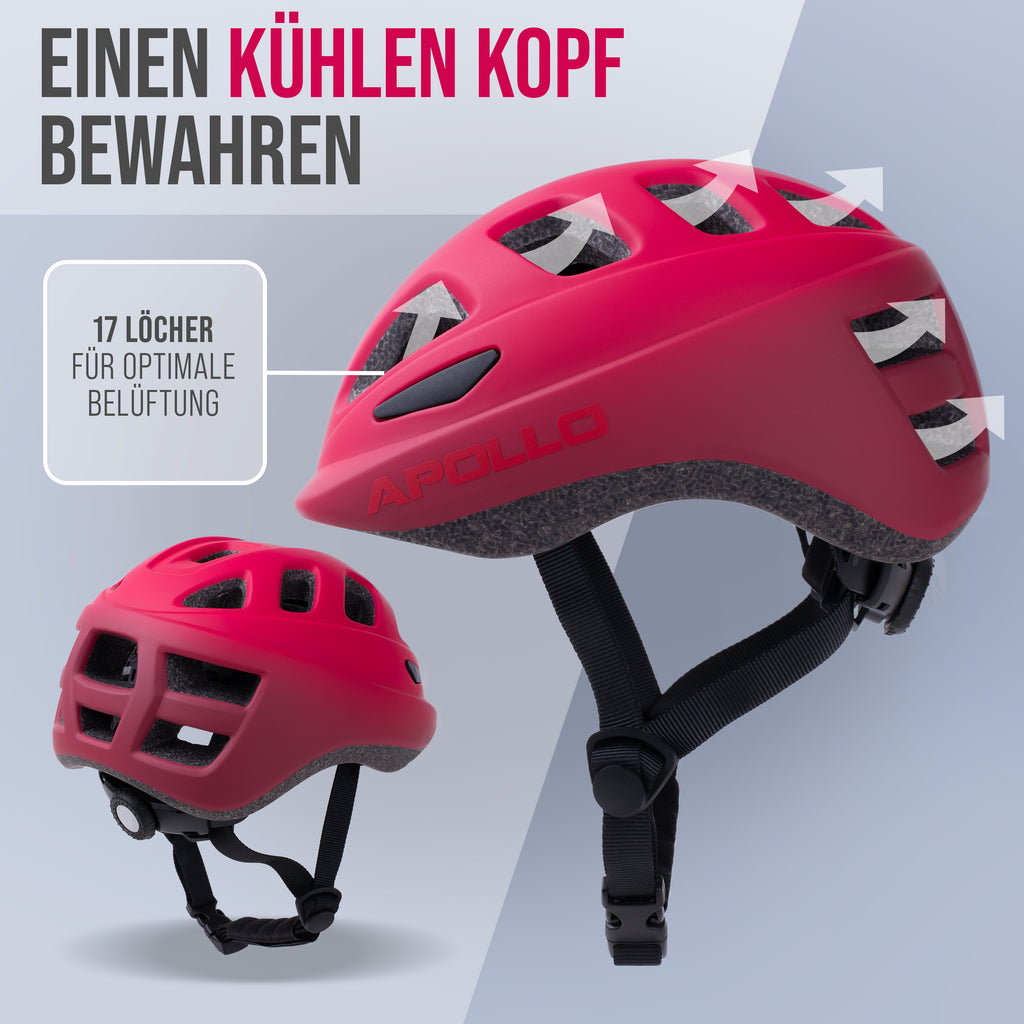 Apollo - Apollo Kinder Fahrradhelm, Helm für Kinder & Jugendliche, Multisport Helm - Red Fade