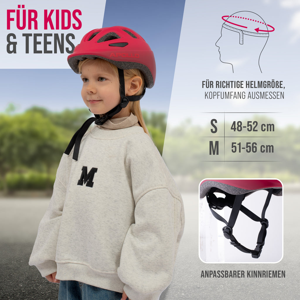 Apollo - Apollo Kinder Fahrradhelm, Helm für Kinder & Jugendliche, Multisport Helm - Red Fade