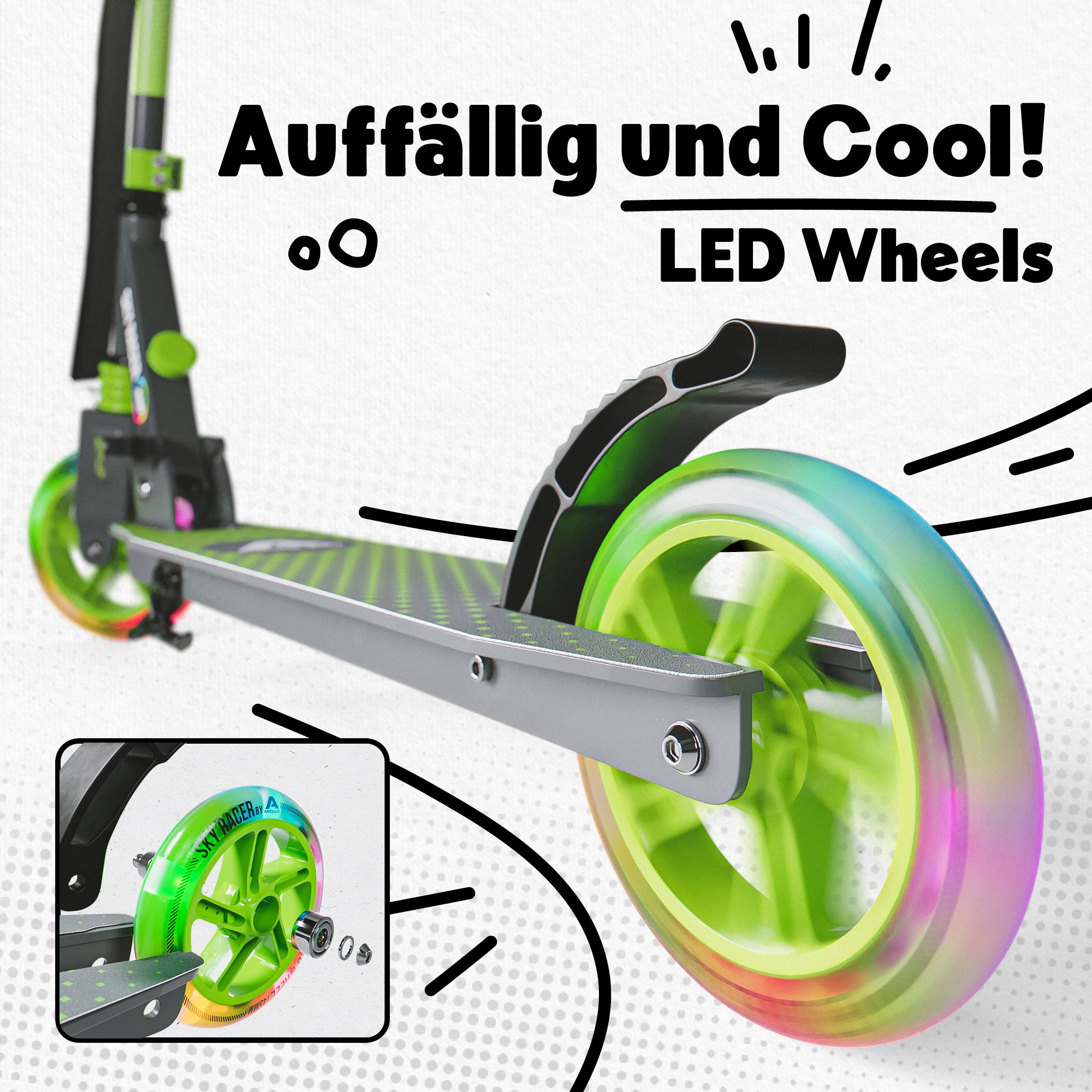 Apollo - Ersatzräderset für Skyracer - 145 mm Wheel Set - von Apollo - Green