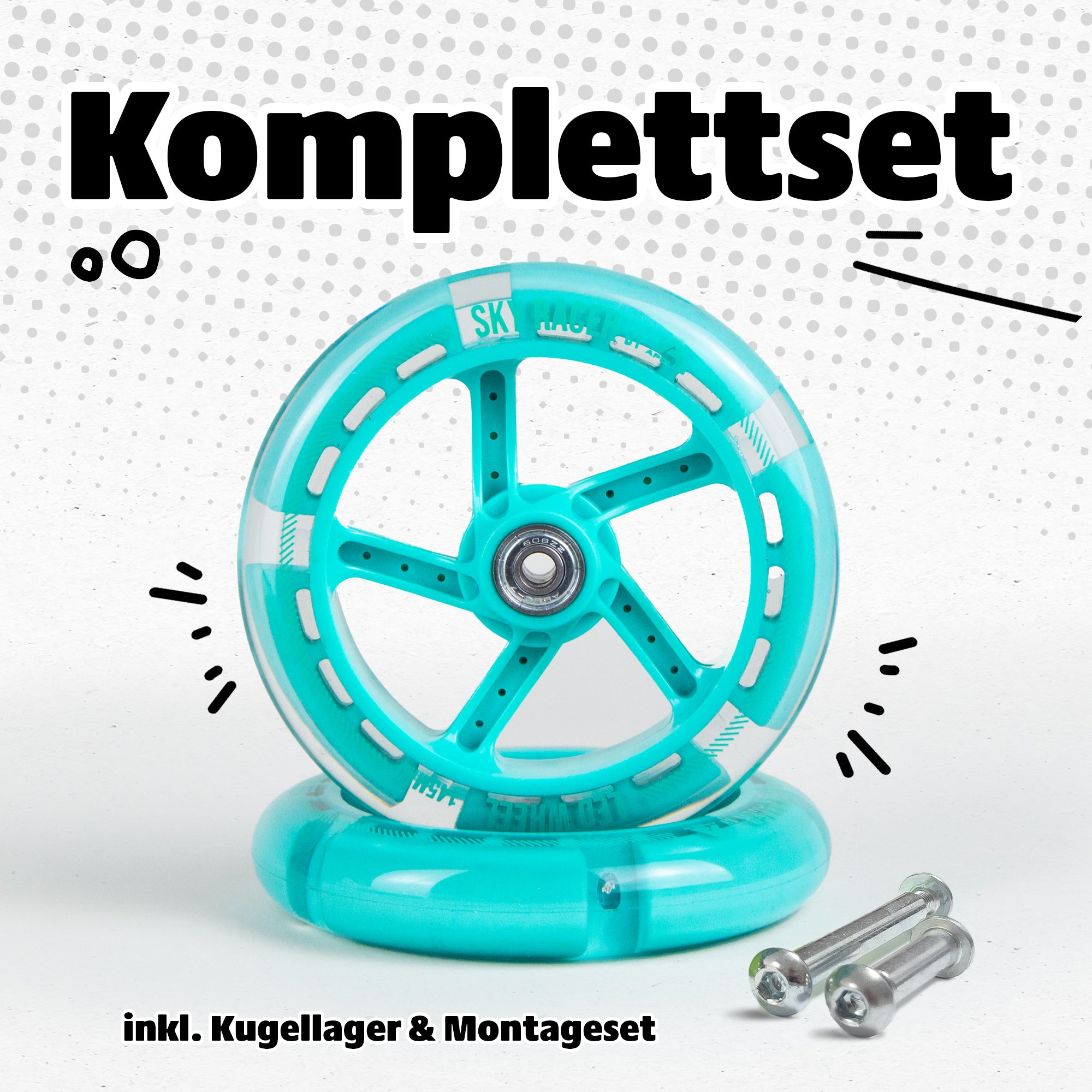 Apollo - Ersatzräderset für Skyracer - 145 mm Wheel Set - von Apollo - Mint
