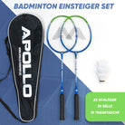 Apollo Funsport - Badminton Set Match Pro 400 - inkl. Tasche, 2x Schläger, Bälle - Blue Green
