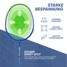 Apollo Funsport - Badminton Set Match Pro 400 - inkl. Tasche, 2x Schläger, Bälle - Blue Green