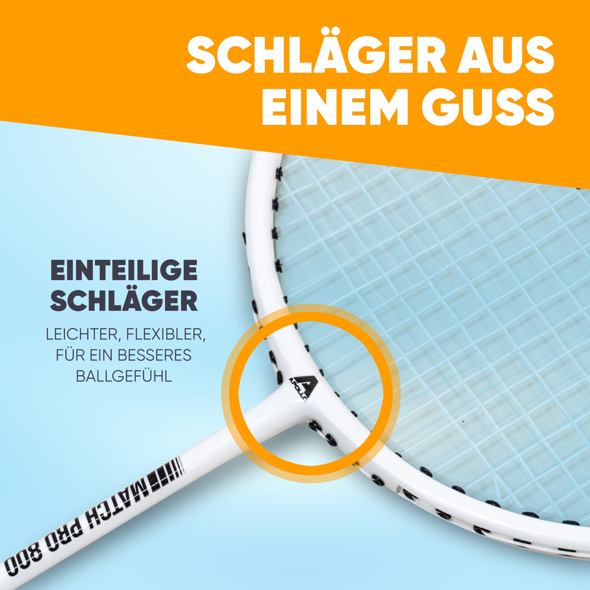 Apollo - Badminton Set Match Pro 800 - inkl. Tasche, 2x Schläger, Bälle - Weiß Schwarz