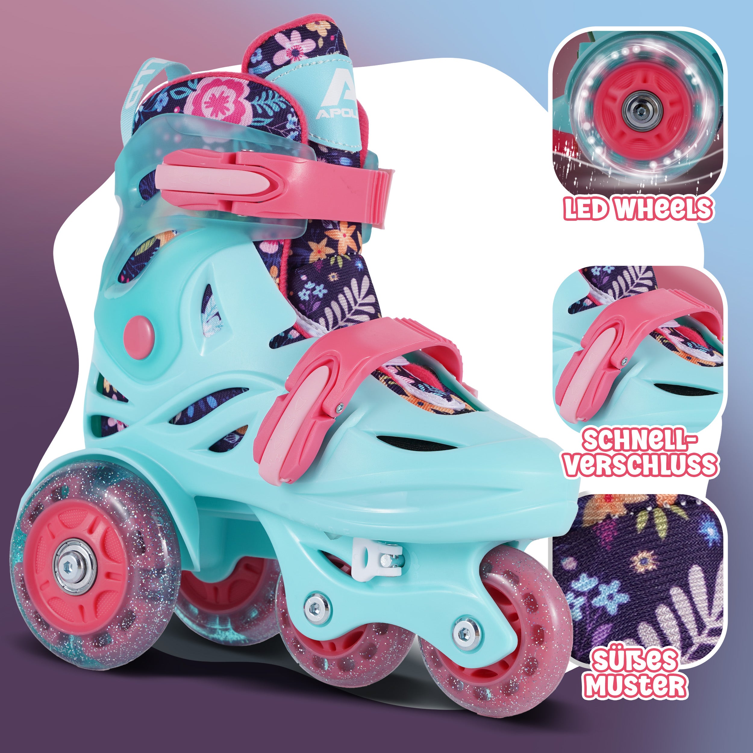 Apollo Funsport - Apollo Kids My 1st Skates - verstellbare Rollschuhe (Größe 26–30) für Kinder - Mint