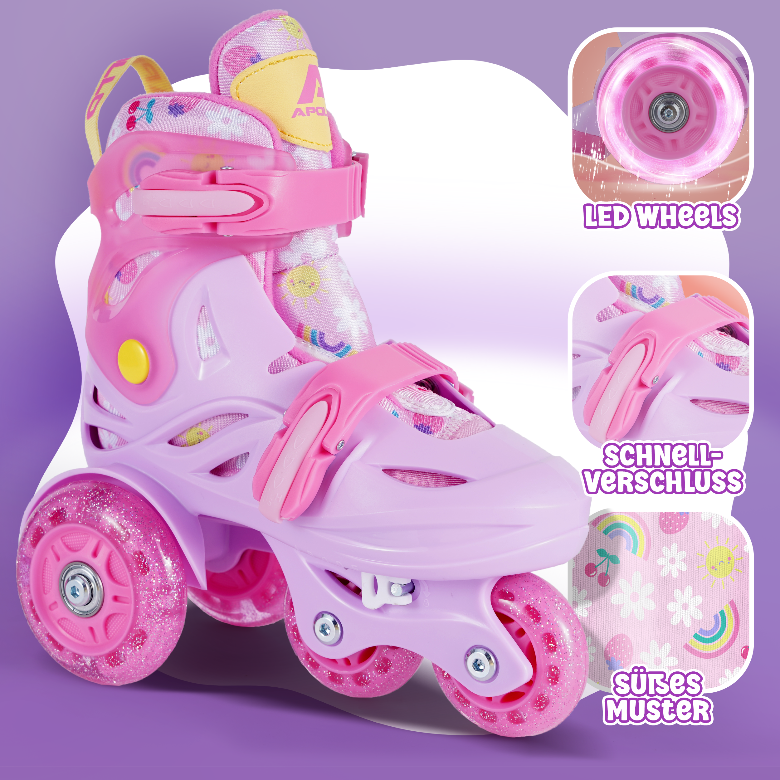 Apollo Funsport - Apollo Kids My 1st Skates - verstellbare Rollschuhe (Größe 26–30) für Kinder - Pink
