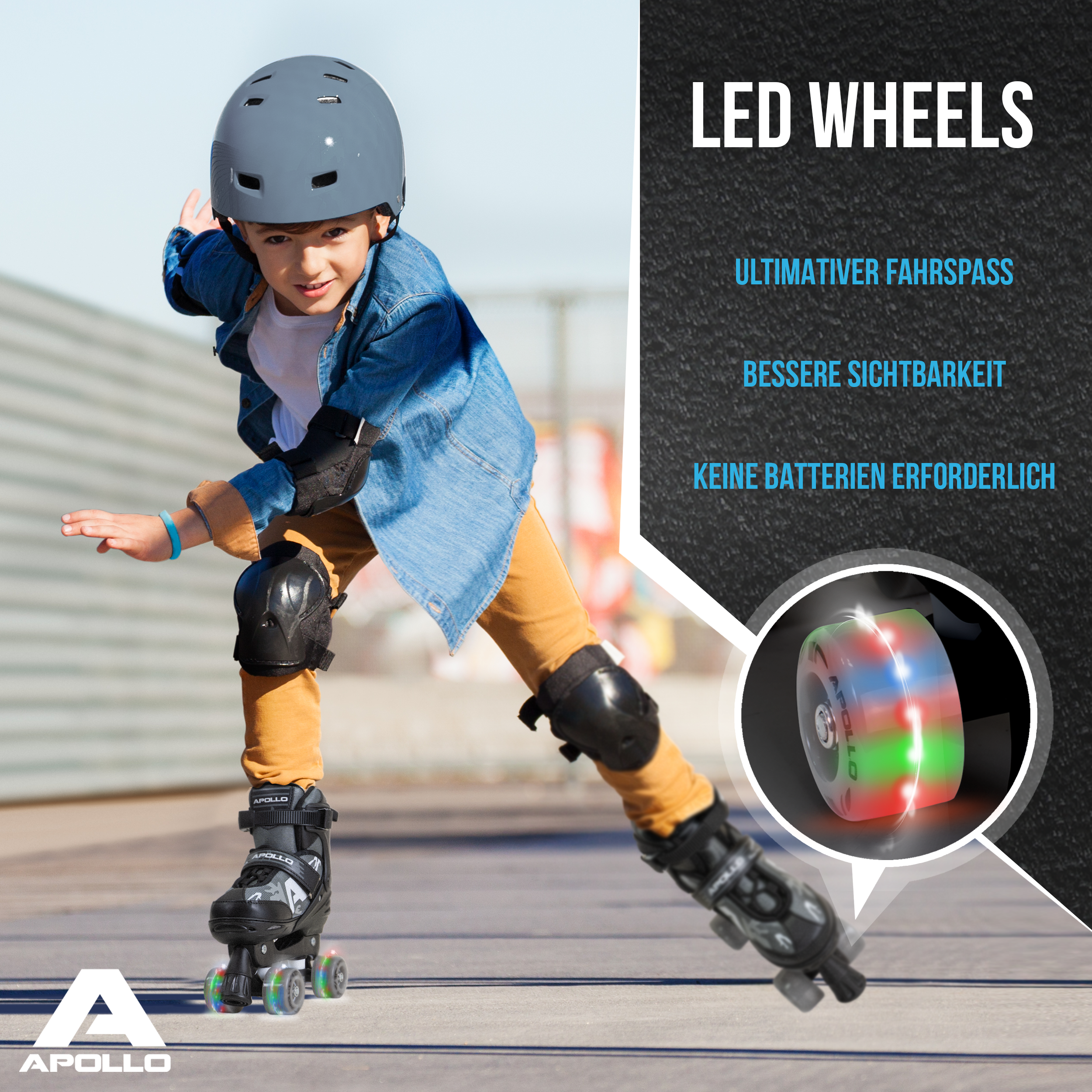 Apollo Funsport - Champion Adjustable Quad Skate - verstellbare Rollschuhe für Kinder & Jugendliche - Blue