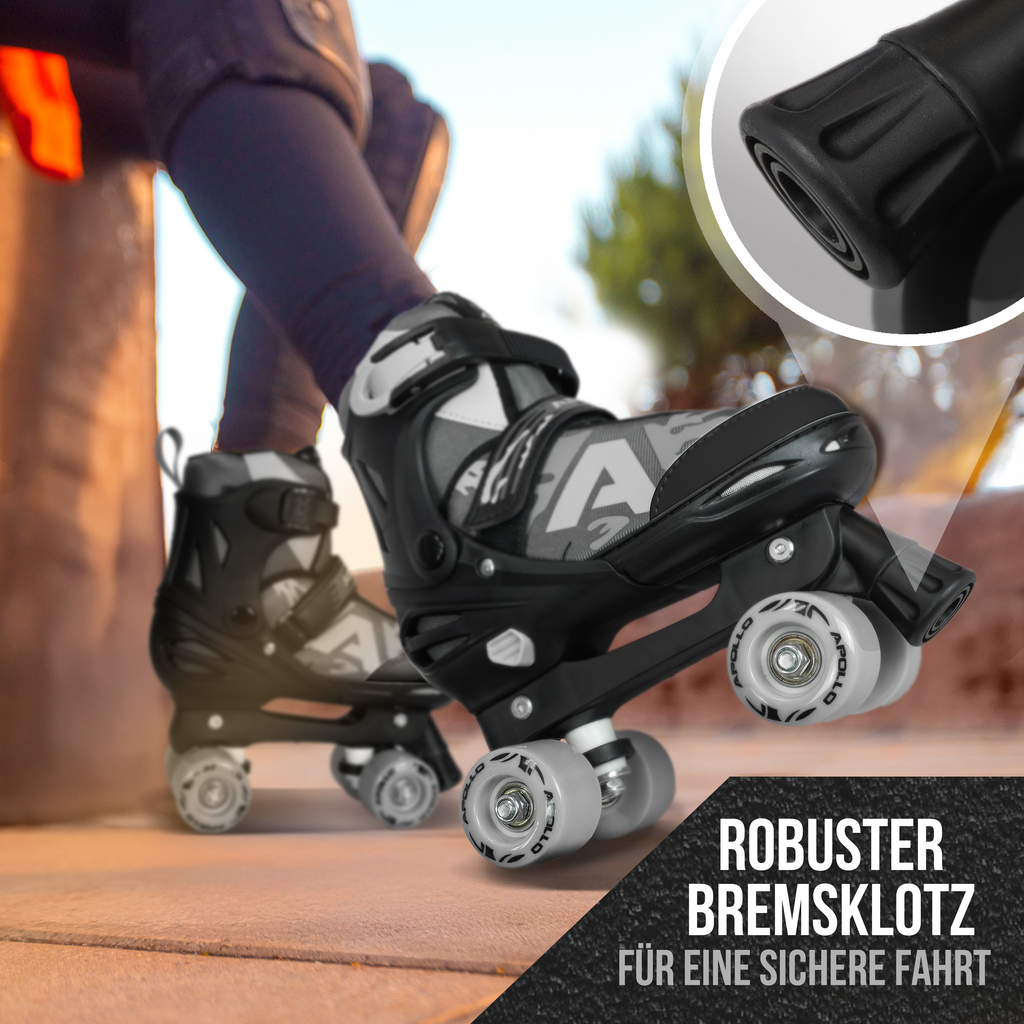 Apollo Funsport - Champion Adjustable Quad Skate - verstellbare Rollschuhe für Kinder & Jugendliche - Black