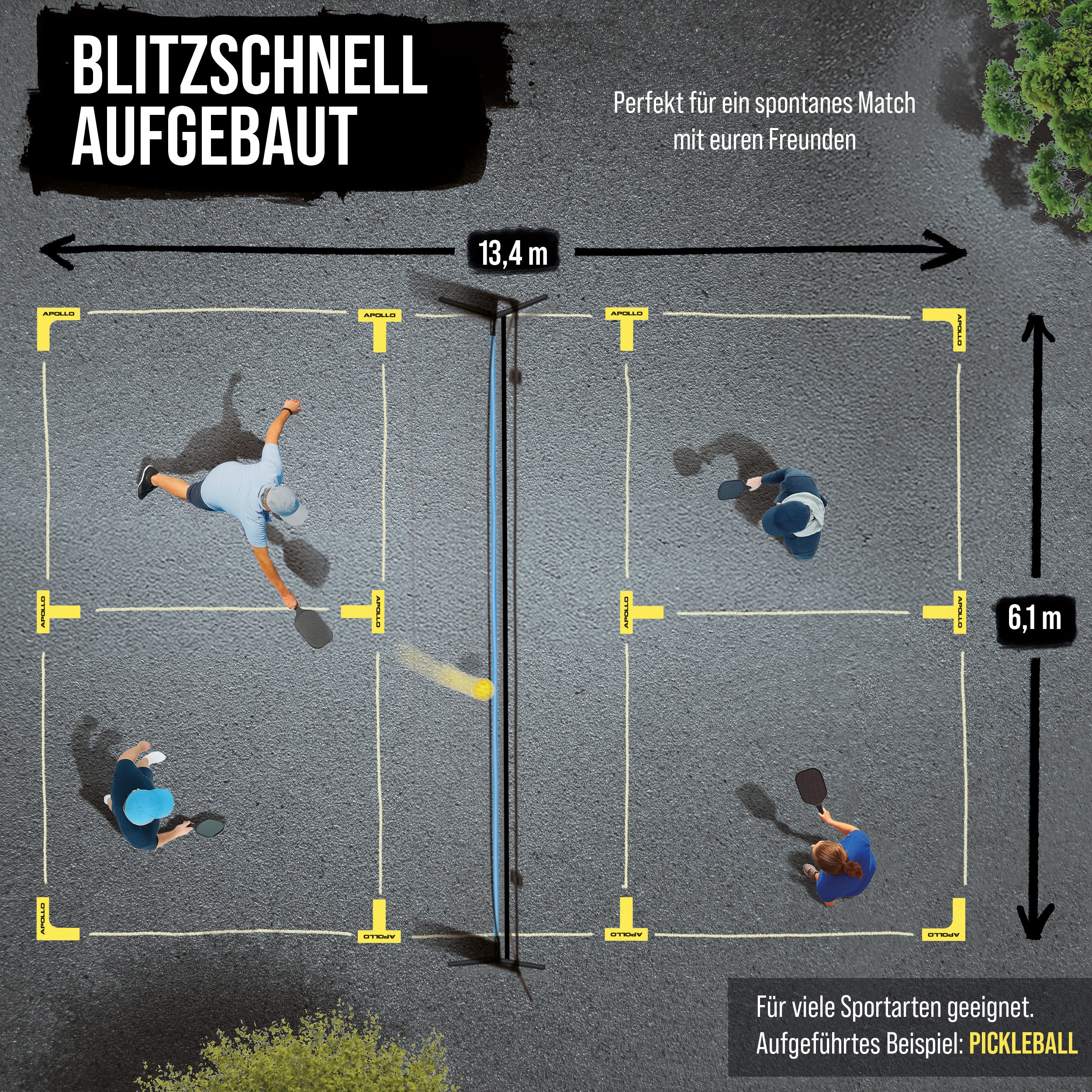 Apollo Funsport - Apollo Court Marker Set – All-in-One Bodenmarkierungsset für Präzision und Vielseitigkeit -