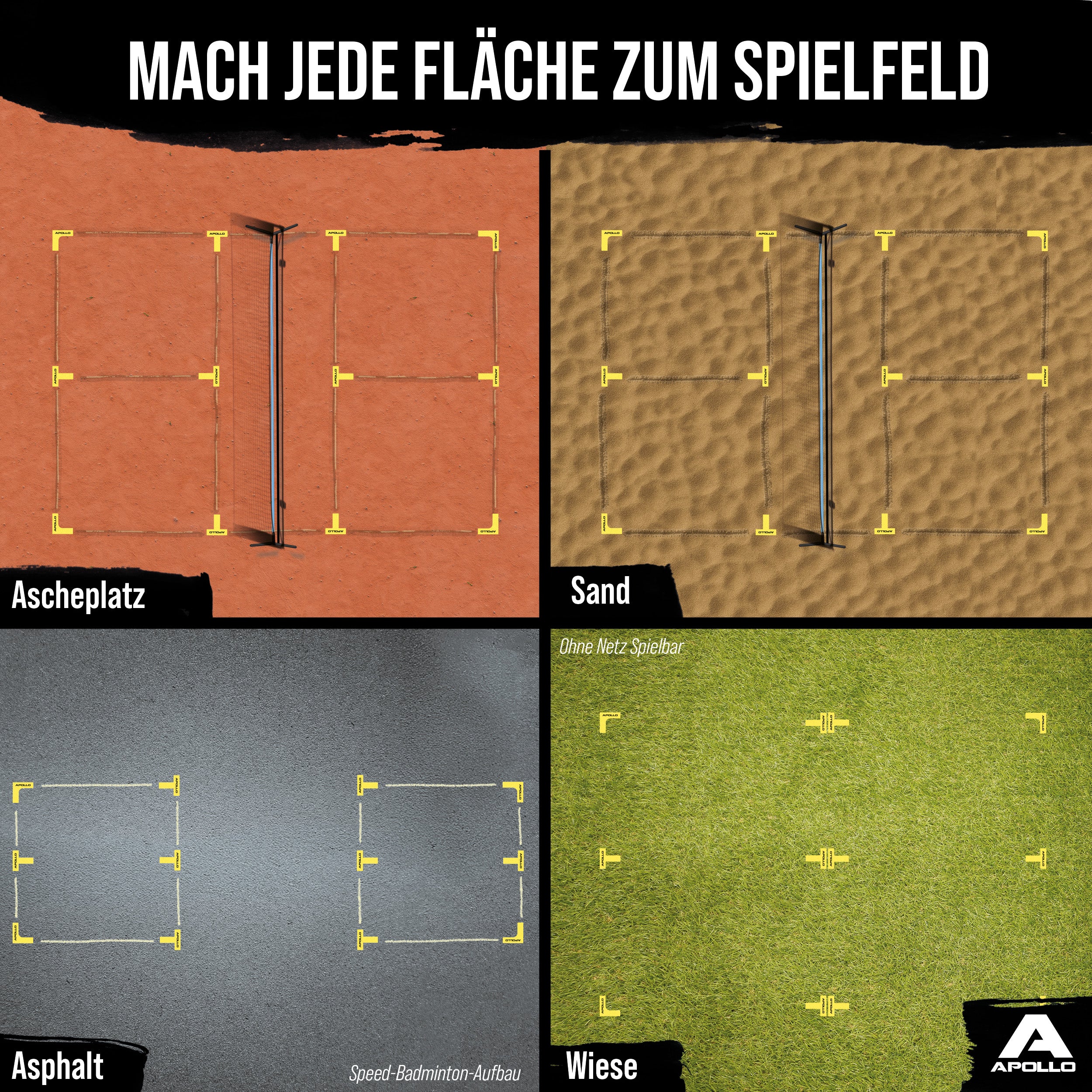 Apollo Funsport - Apollo Court Marker Set – All-in-One Bodenmarkierungsset für Präzision und Vielseitigkeit -