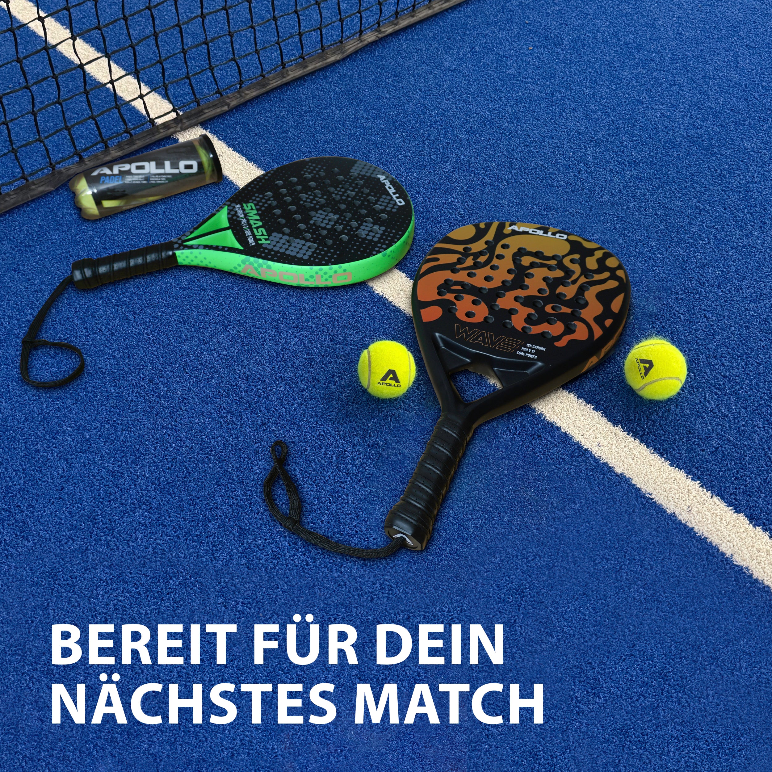 Apollo Funsport - Padelschläger / Padel Rackets - 3K Smash - Silver Blue