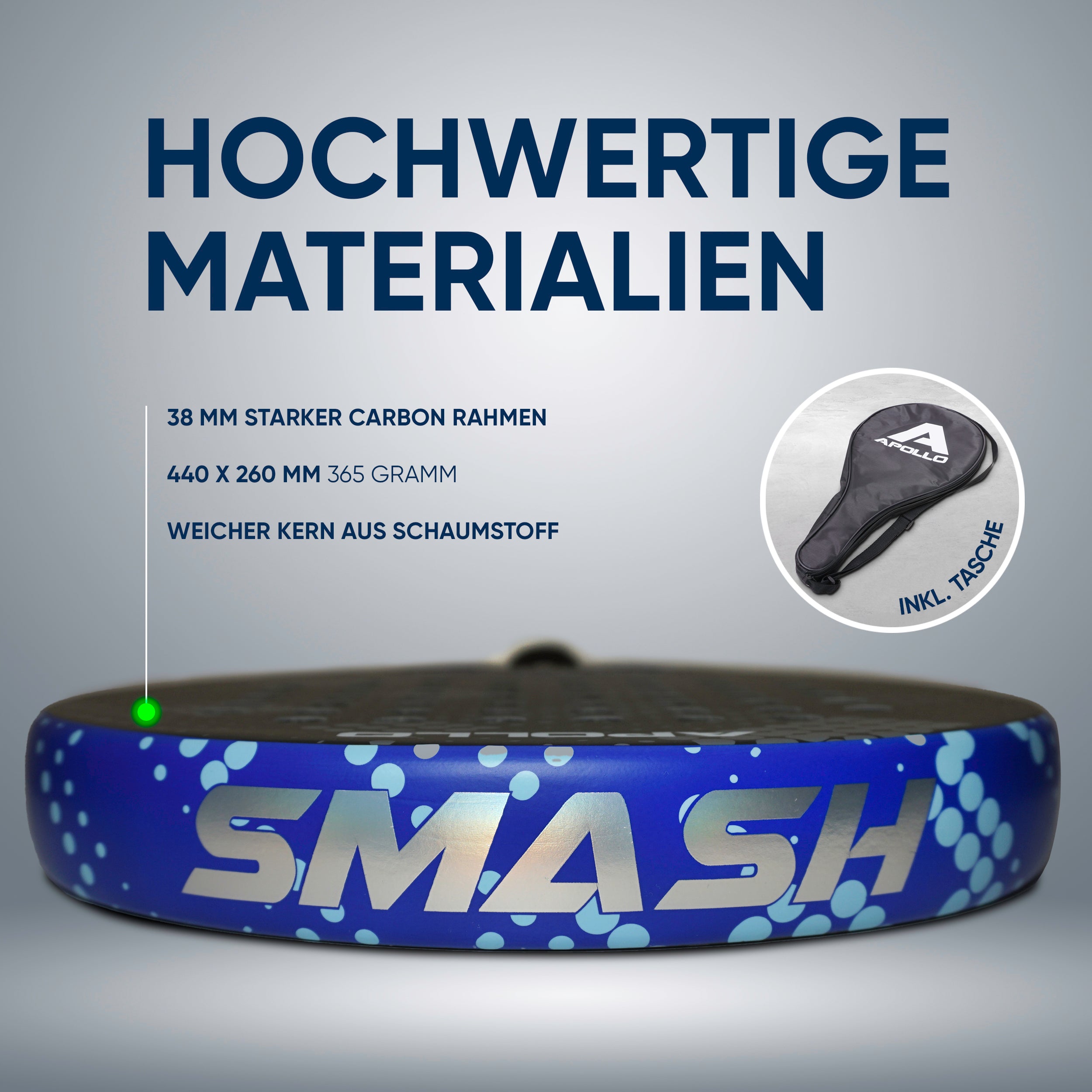 Apollo Funsport - Padelschläger / Padel Rackets - 3K Smash - Silver Blue