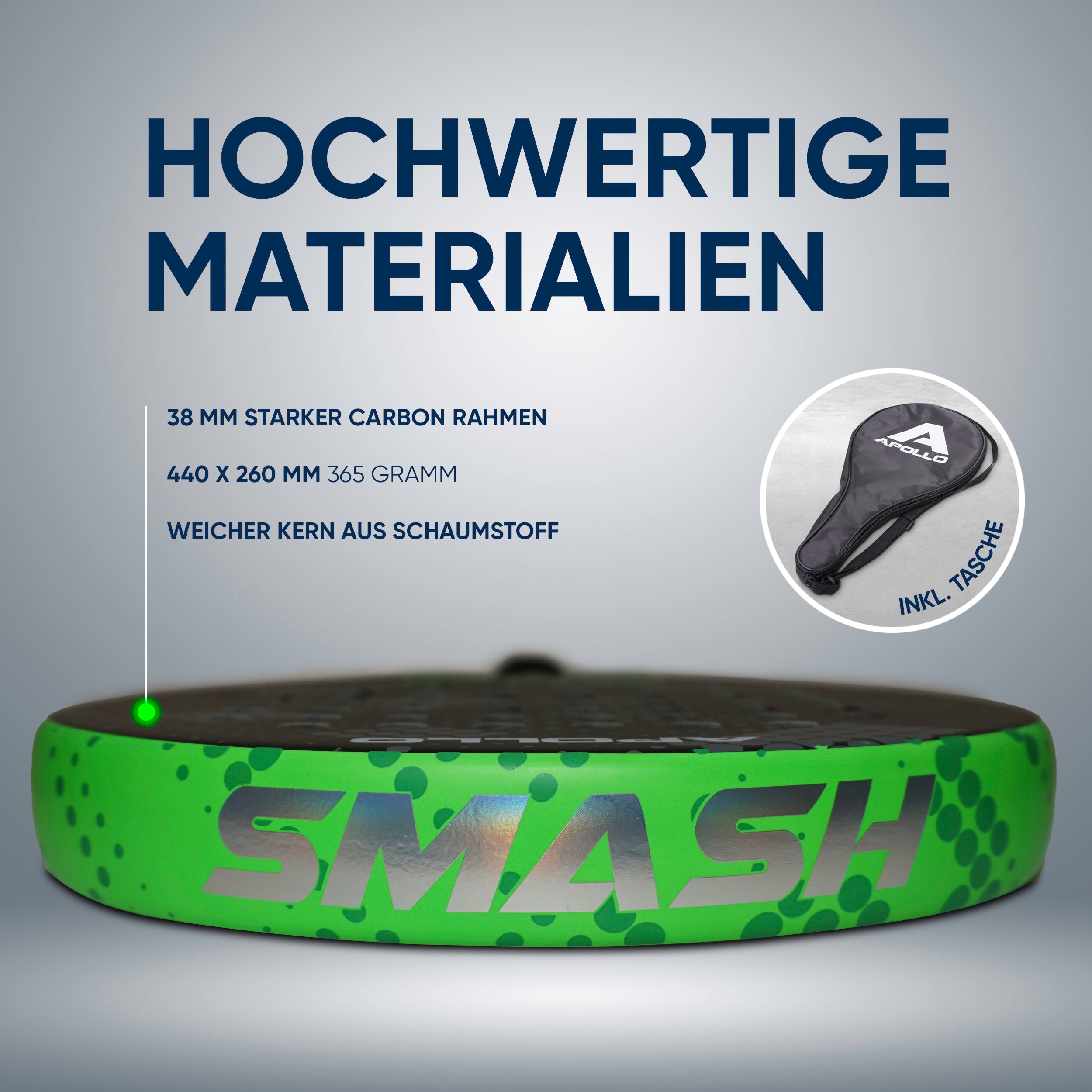 Apollo Funsport - Padelschläger / Padel Rackets - 3K Smash - Green