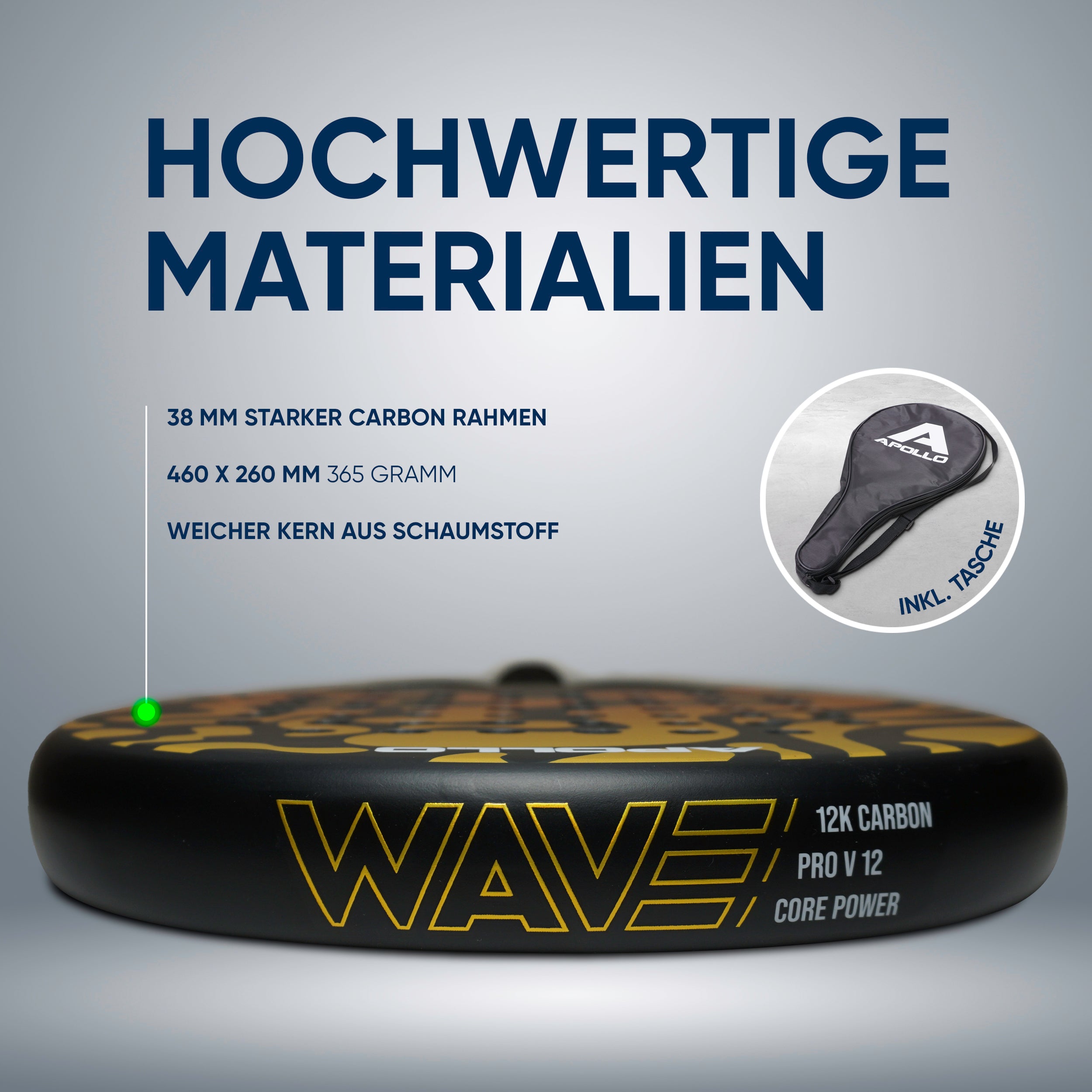 Apollo Funsport - Padelschläger / Padel Rackets - 12 K Wave - Orange Yellow