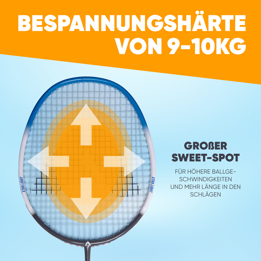 Apollo - Badminton Set Match Pro - inkl. Tasche, 2x Schläger, Bälle - Blau/Grau