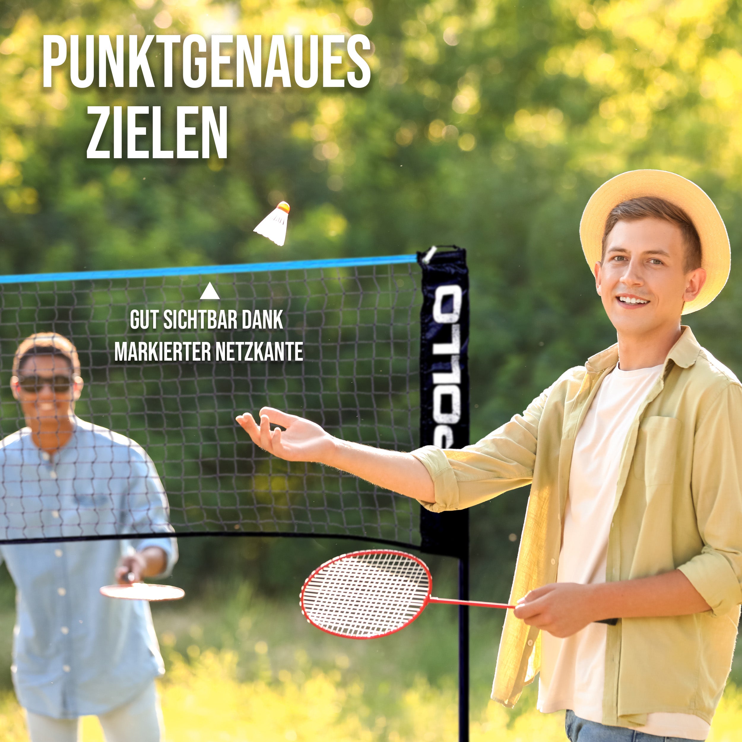 Apollo - Badminton Netz - Volleyball Netz, höhenverstellbar, verschiedene Breiten - Blau