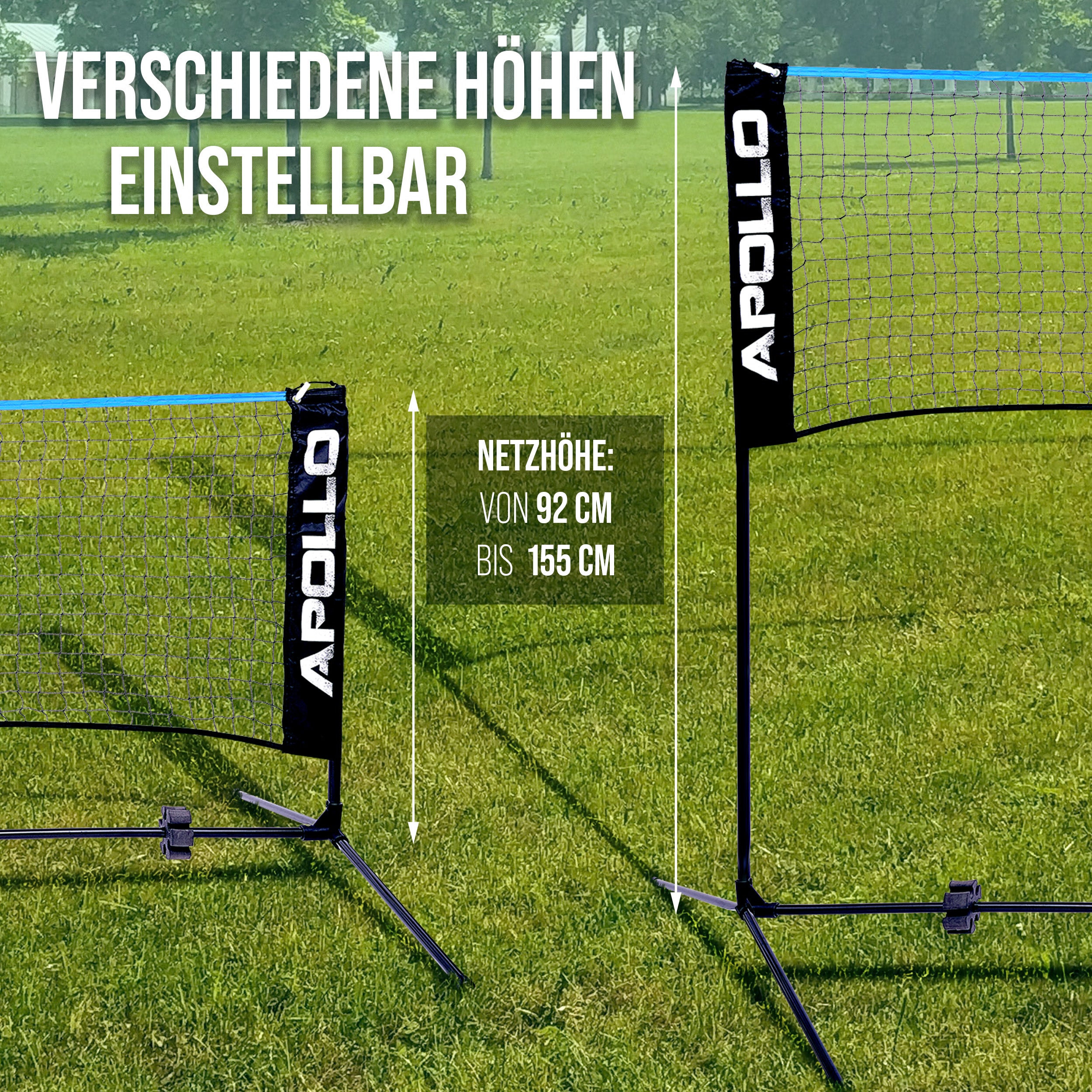 Apollo - Badminton Netz - Volleyball Netz, höhenverstellbar, verschiedene Breiten - Blau