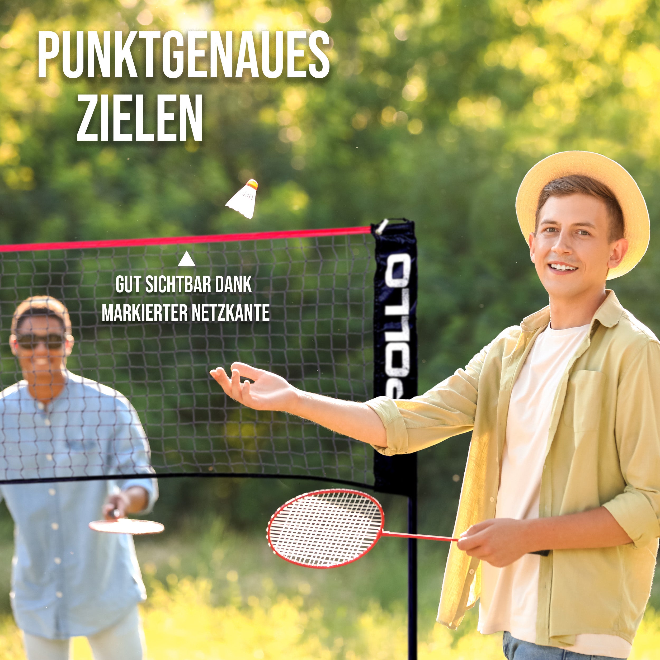 Apollo - Badminton Netz - Volleyball Netz, höhenverstellbar, verschiedene Breiten - Rot