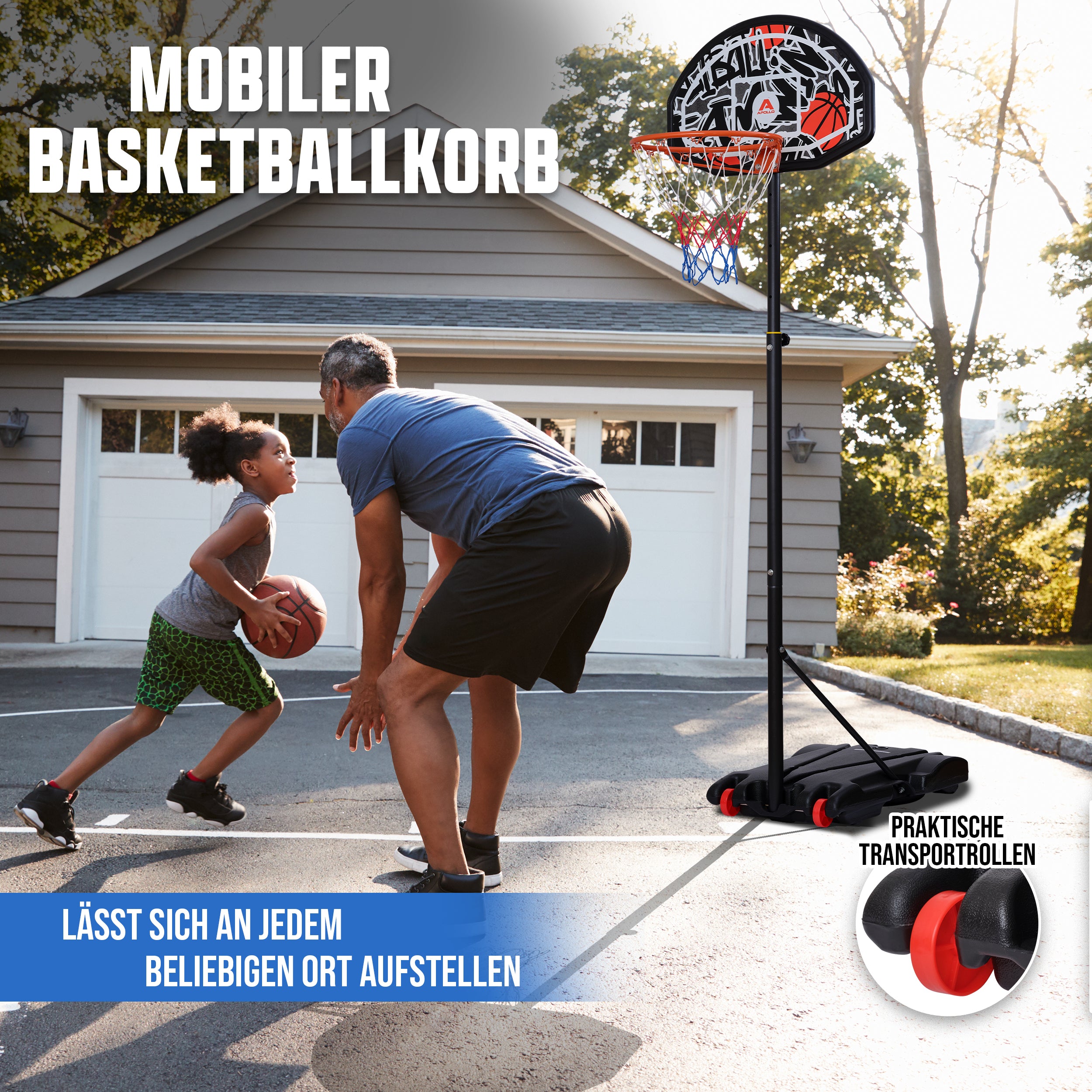 Apollo - Apollo Basketballkorb mit Ständer und Rollen - Graffiti