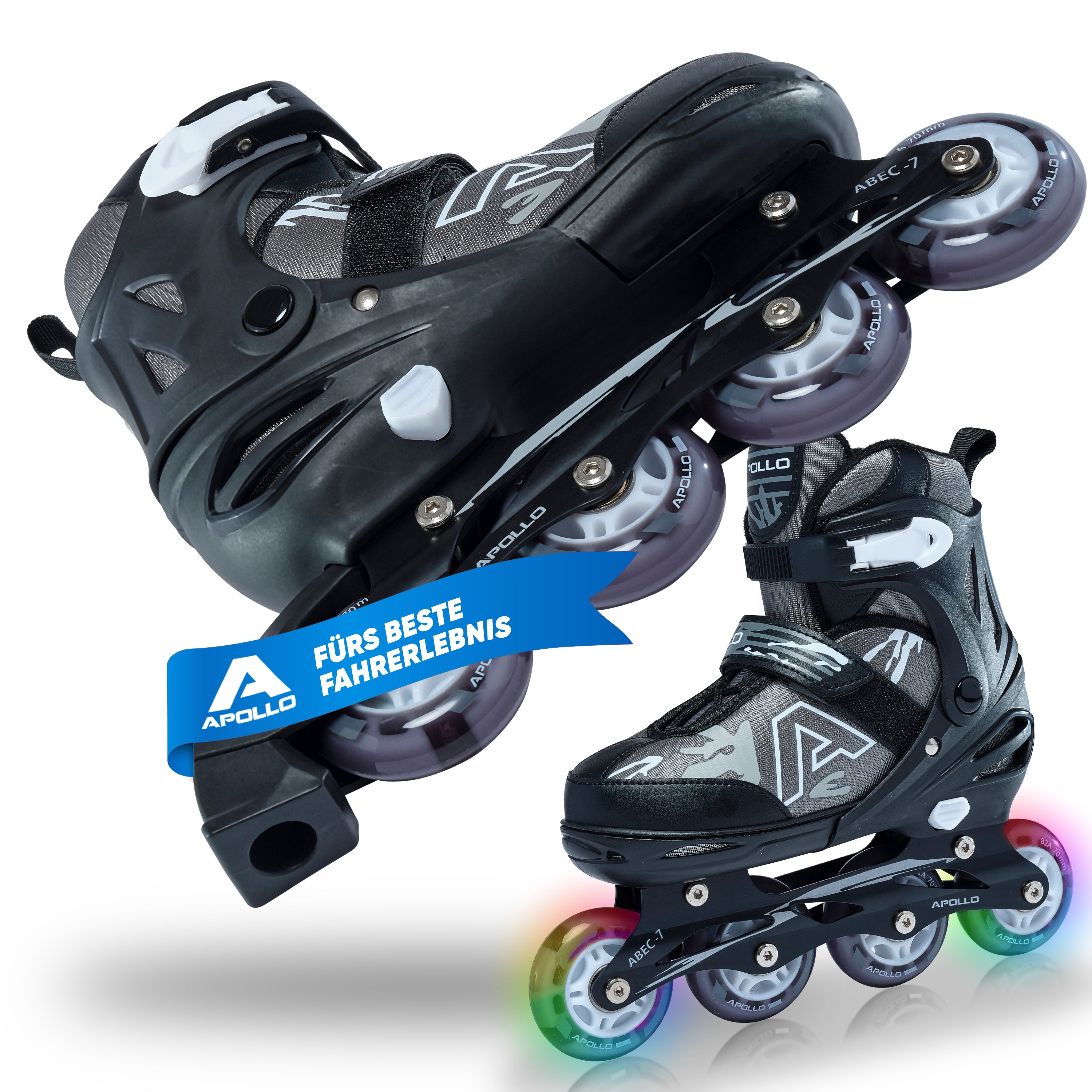 Apollo Funsport - Champion Adjustable Inline Skate (Schwarz) - L (39-42)
