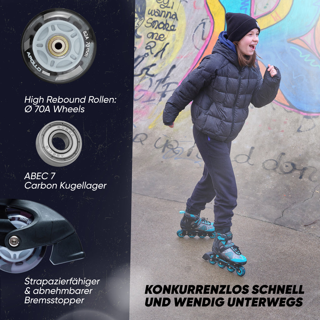 Apollo Funsport - Champion Adjustable Inline Skate (Schwarz) - S (31-34)